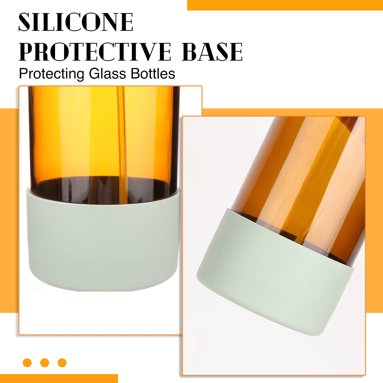 2 Pack 16 Oz Glass Spray Bottles with Silicone Sleeve - Refillable Amber Bottles with Upgraded Adjustable Nozzle for Cleaning, Essential Oils, Hair Care - Perfect for Home, Kitchen, Bathroom & DIY Projects