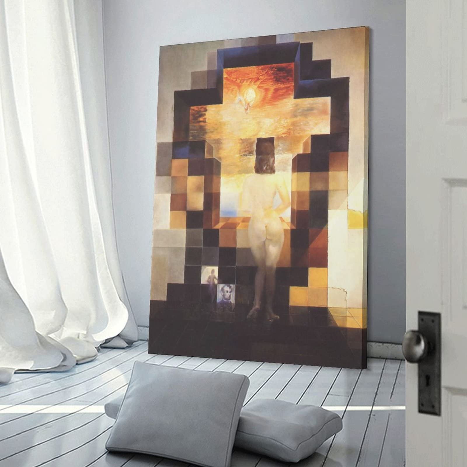 Salvador Dali Gala Contemplating The Mediterranean Sea Wall Art - 28 Masterpieces Canvas Painting Decor, Abraham Lincoln Portrait Transformation Poster - Perfect for Living Room, Bedroom & Office Wall Decor