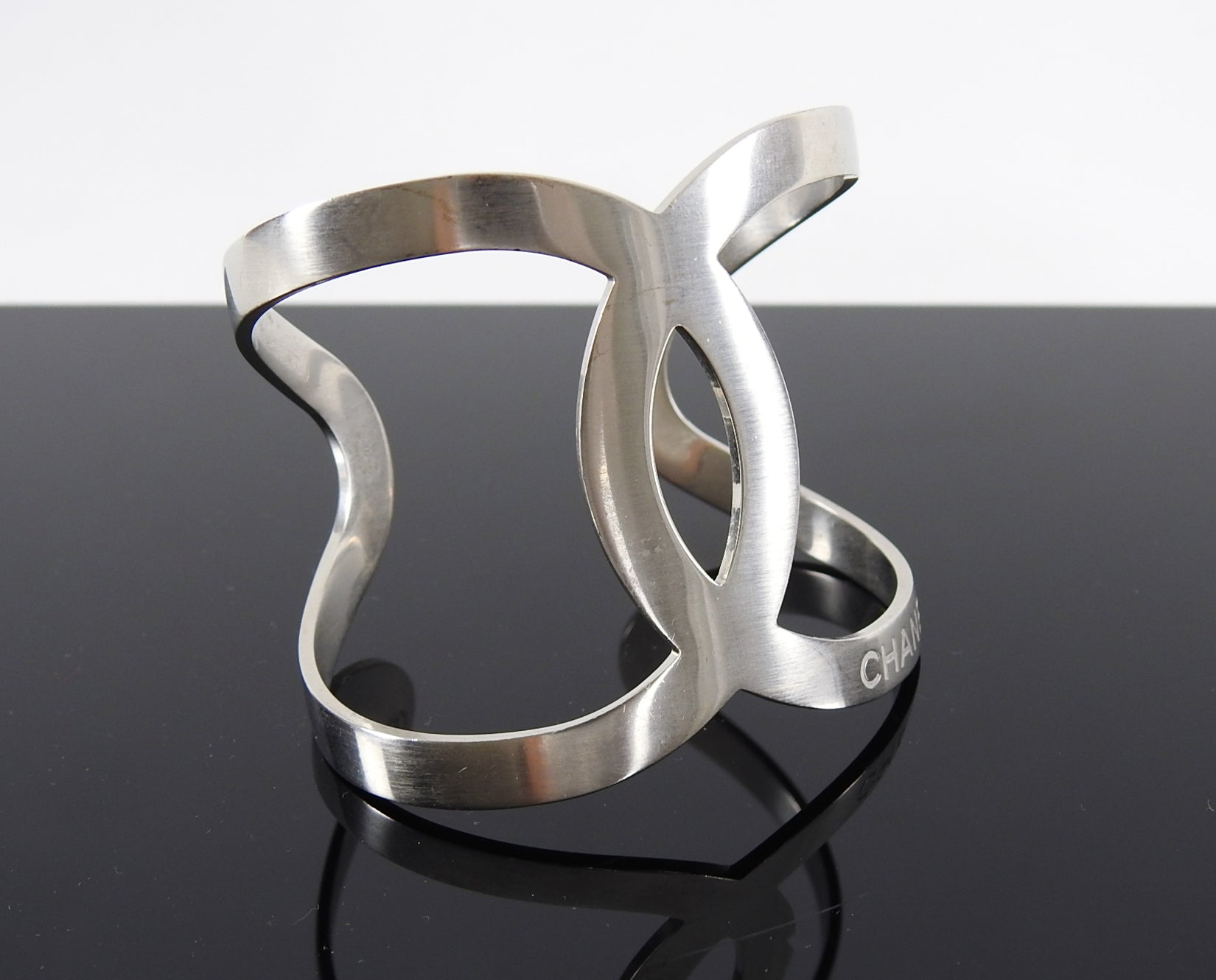 Chanel 16S Matte Sivertone Modernist CC Cuff Bracelet - Luxury Fashion Jewelry for Women, Perfect for Parties, Weddings & Special Occasions