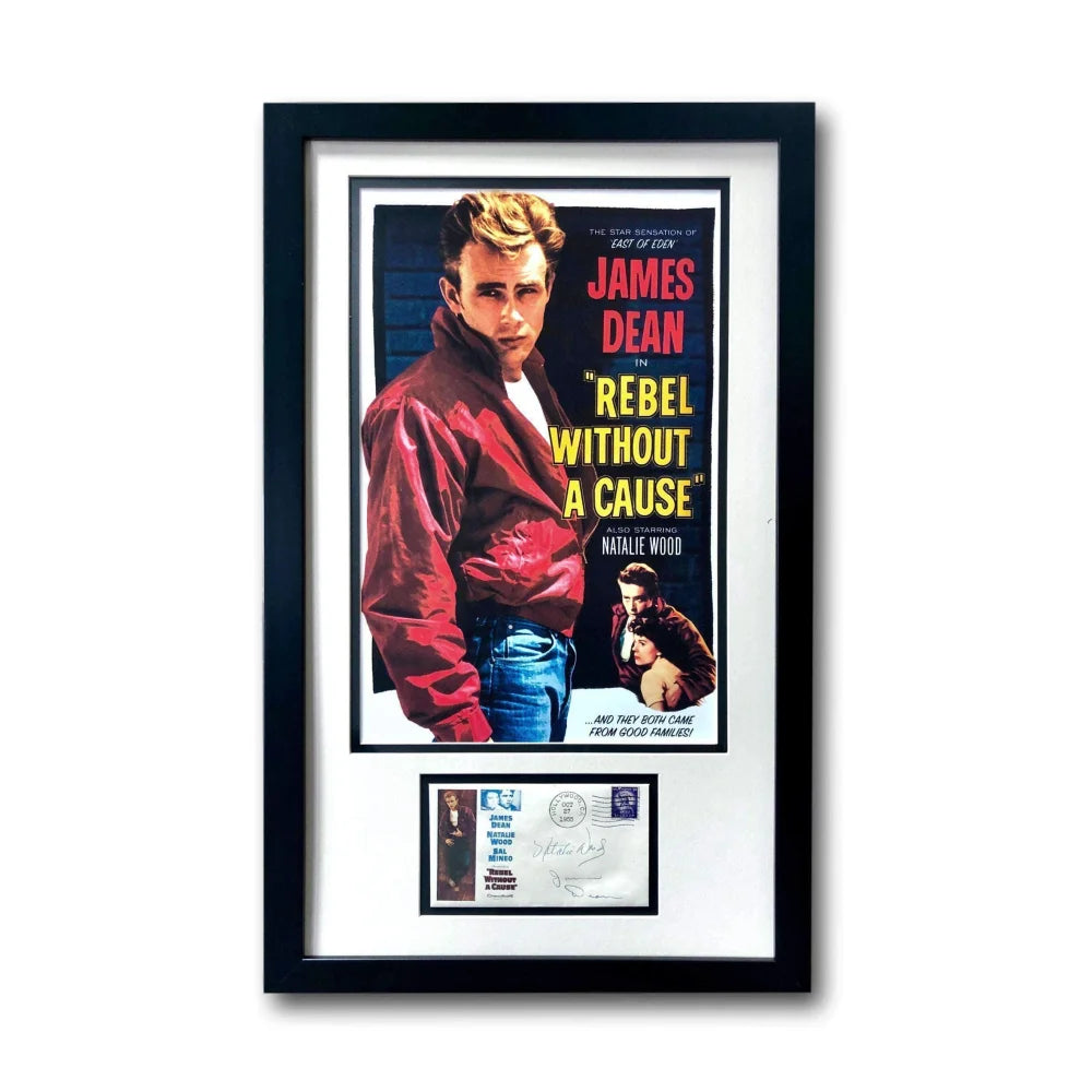 James Dean & Natalie Wood Rebel Without a Cause Framed Collage with Facsimile Autograph COA - Vintage Hollywood Memorabilia for Movie Fans & Collectors - Perfect for Home Theater Decor, Film Enthusiast Gifts & Classic Cinema Collections