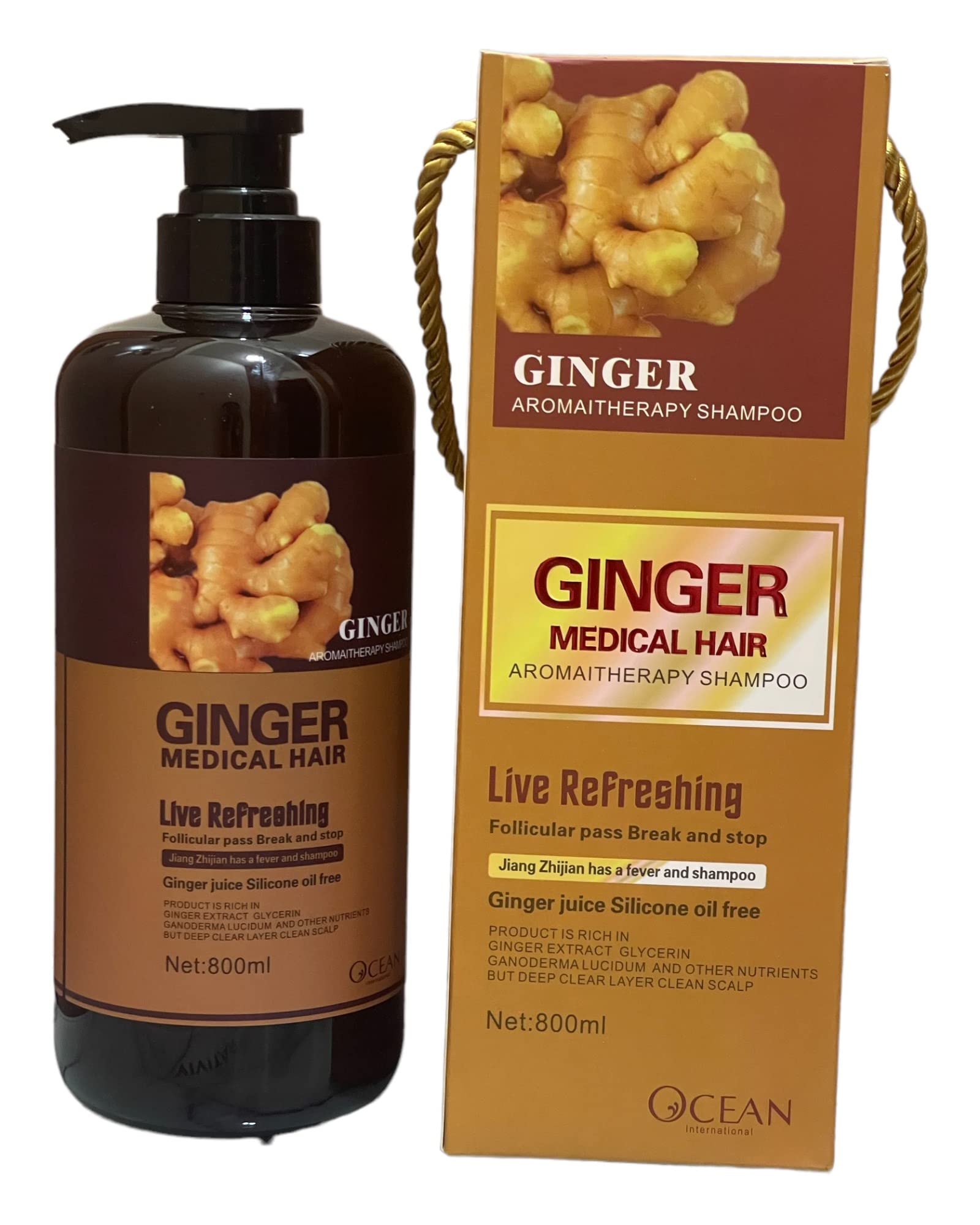GINGER Medical Shampoo & Conditioner Set for Hair Growth - 2.2lb (27 fl oz) - Sulfate-Free Treatment for Thinning Hair & Scalp Care - Perfect for Daily Use at Home or Salon