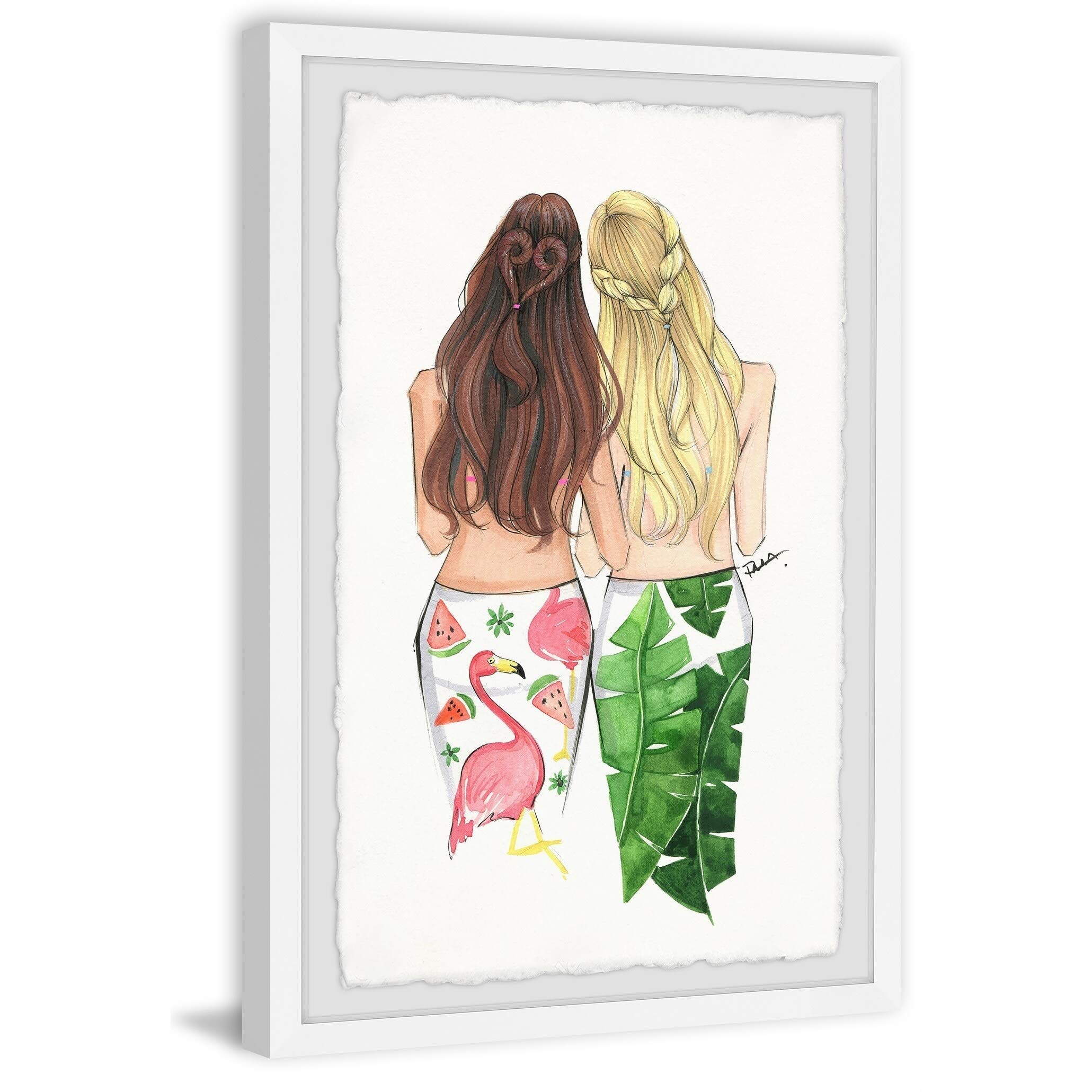 Handmade Beach Besties Framed Print 20x30 - Coastal Wall Art Decor for Living Room, Bedroom & Beach House - Marmont Hill