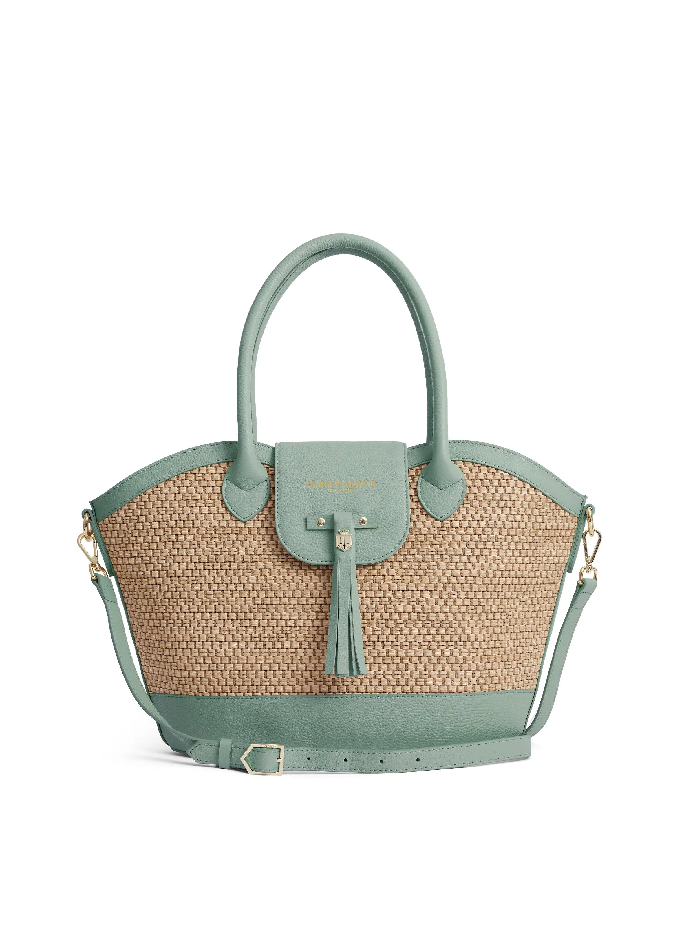 Windsor Woven Basket Bag - Mint Green Handmade Rattan Tote for Beach, Picnic & Summer Outfits | Eco-Friendly & Stylish
