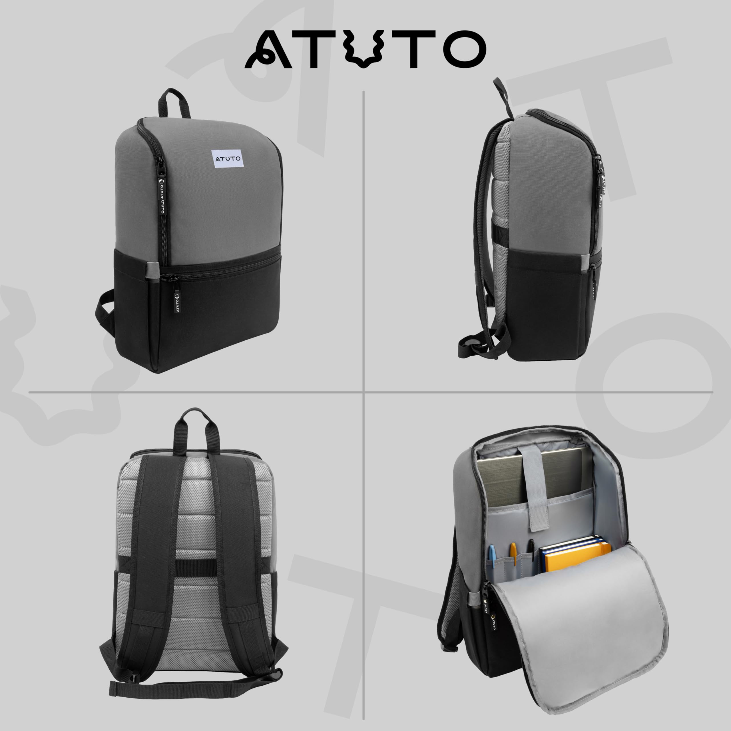 Slim Laptop Backpack with Luggage Strap & Trolley Sleeve - 16.5 Inch Laptop Backpack with Airflow Back & Full Padding (Grey) - Perfect for Business Travel, Commuting & College Students