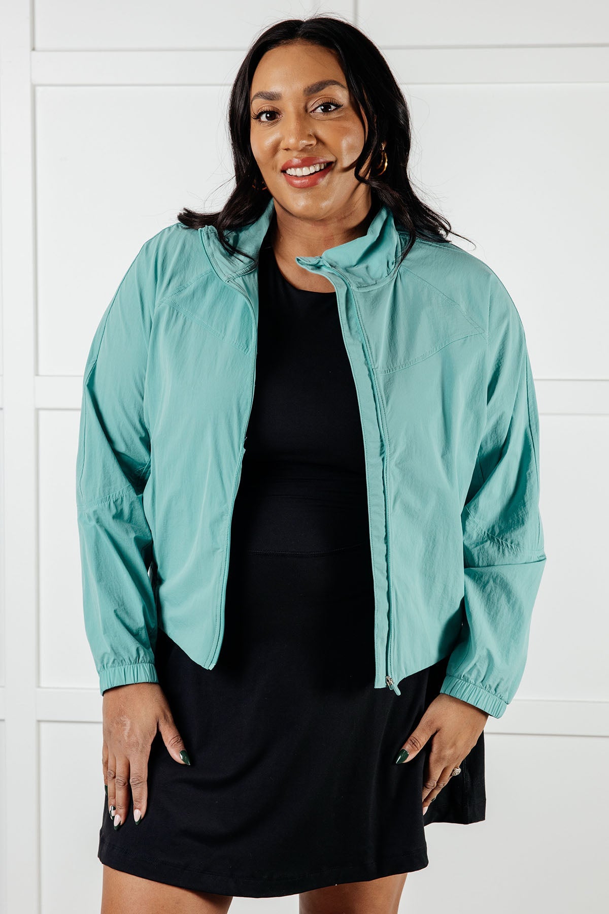 Fit Happens Nylon Tennis Jacket - Lightweight Water-Resistant Windbreaker for Men & Women | Perfect for Outdoor Sports, Running, Hiking & Casual Wear (Tidal Wave Color)