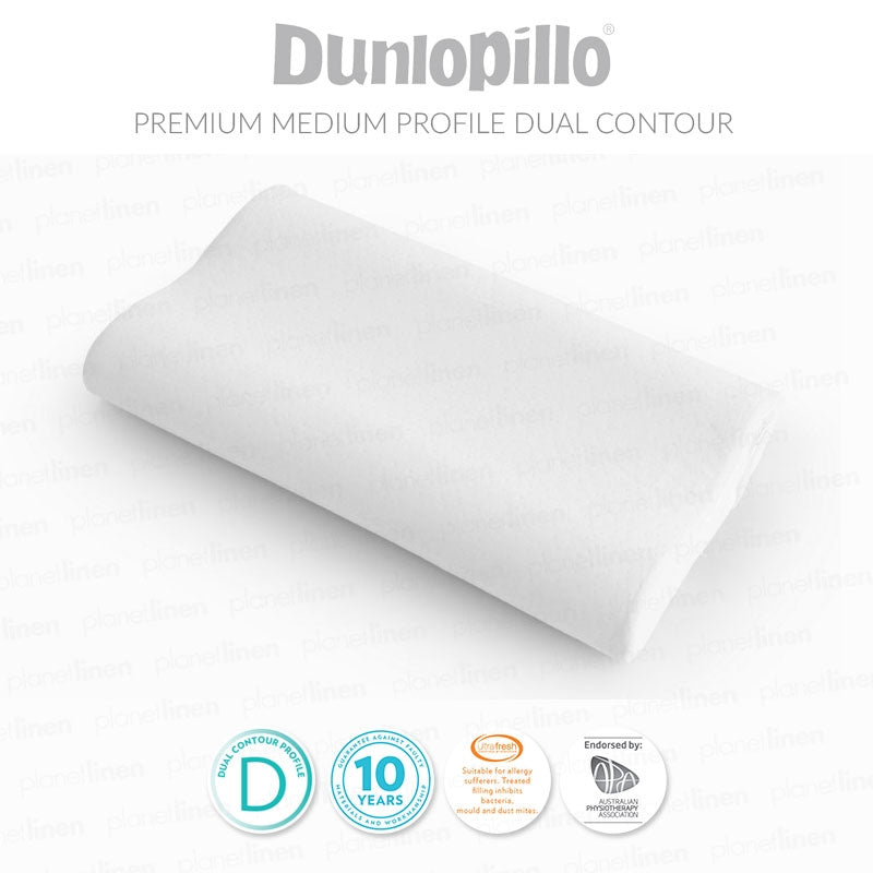Dunlopillo Therapillo Memory Foam Dual Contour Medium Profile Pillow for Neck Pain Relief & Side Sleepers - Orthopedic Support for Better Sleep & Pressure Relief
