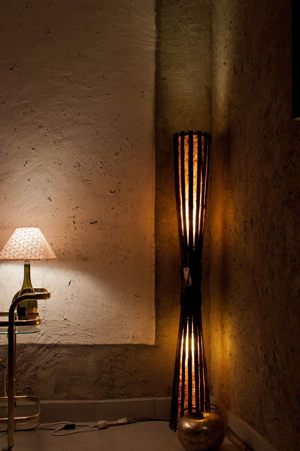 Eco-Friendly Bamboo Wood Floor Lamp - Adjustable Height for Living Room, Bedroom & Office Decor | Modern Lighting Solution for Home & Workspace