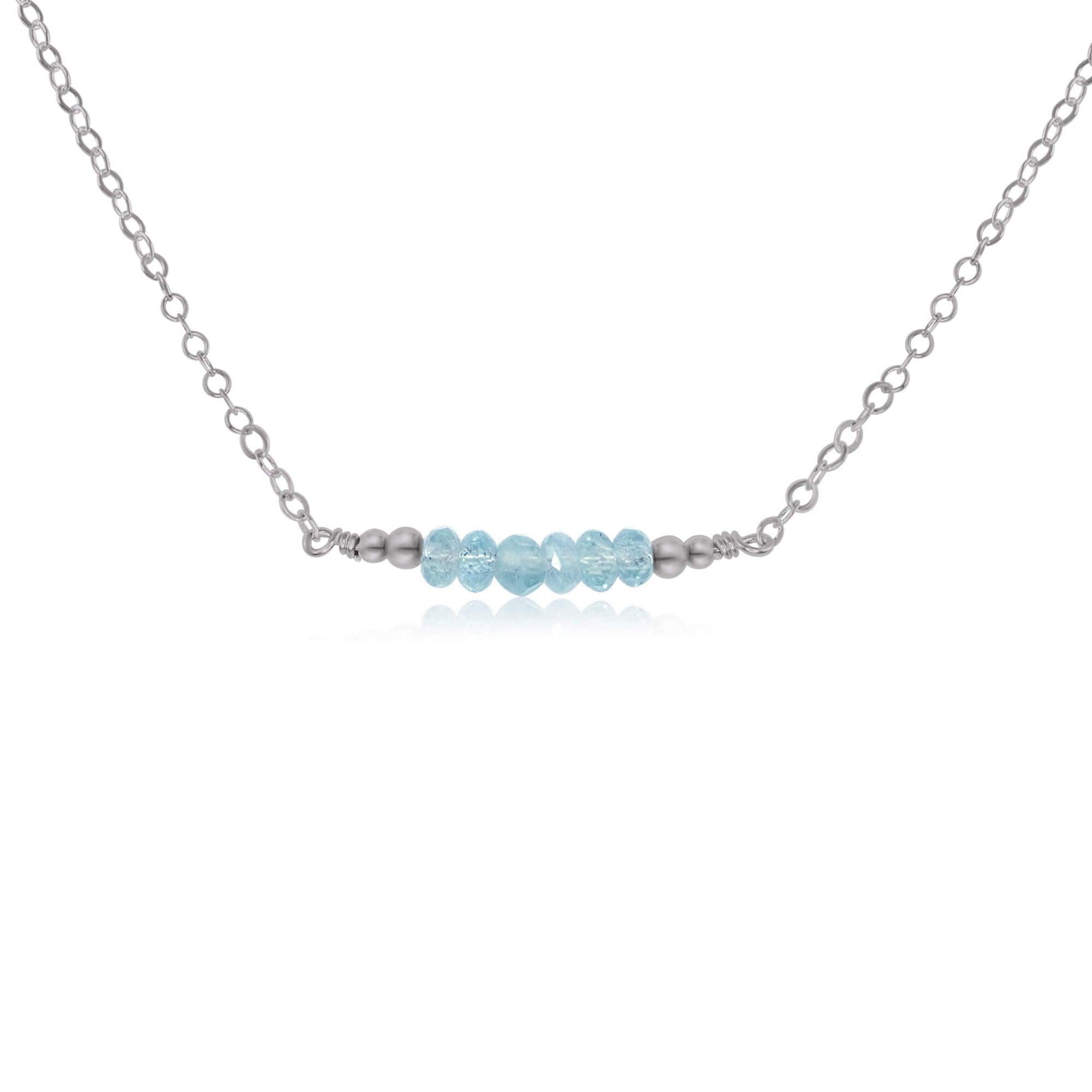 Sparkling Blue Aquamarine Faceted Bead Bar Necklace - Elegant Handmade Jewelry for Women, Perfect for Weddings, Parties & Special Occasions