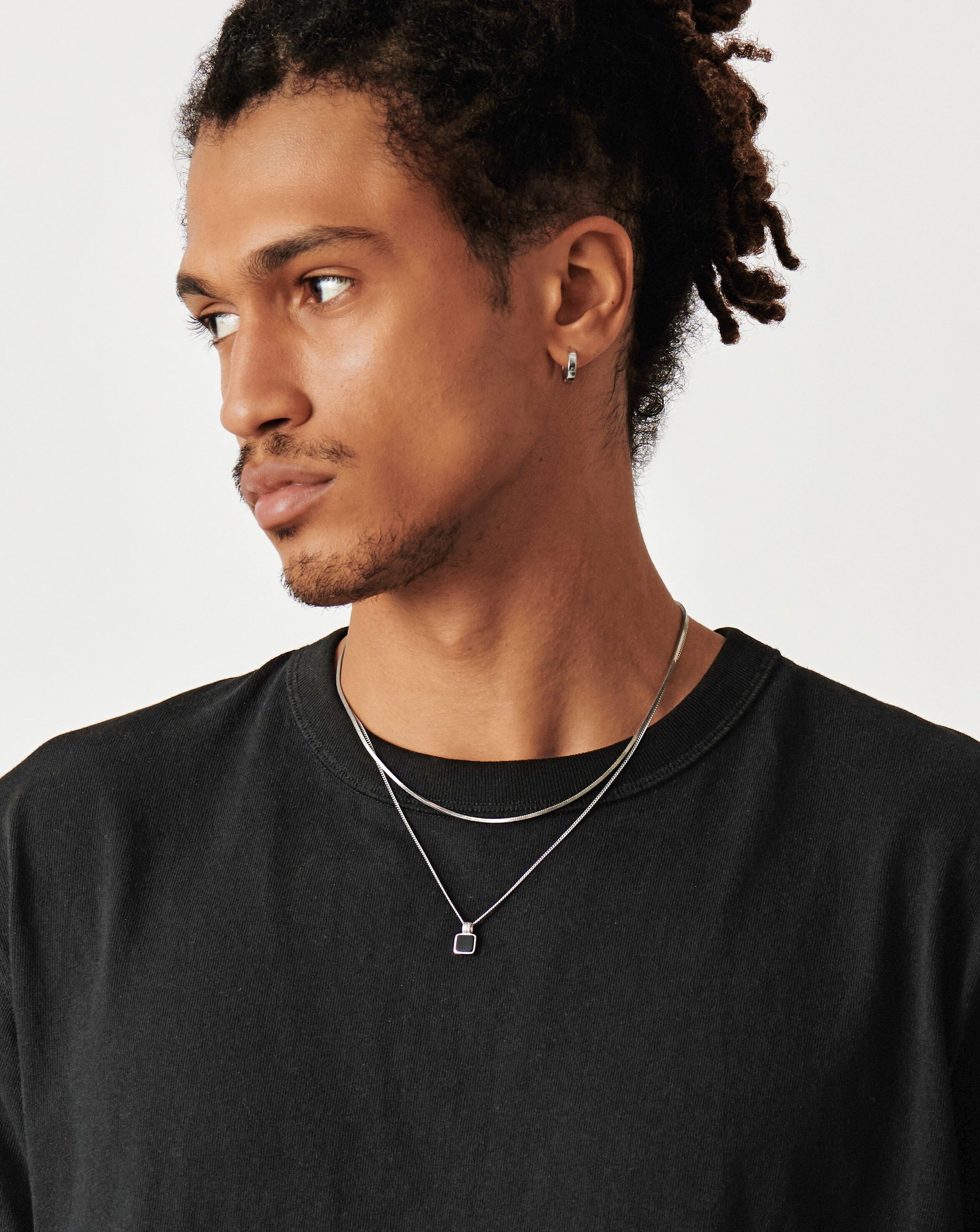 Men's Black Onyx Square Pendant Necklace - Lucy Williams Style - Perfect for Gifts, Casual & Formal Wear