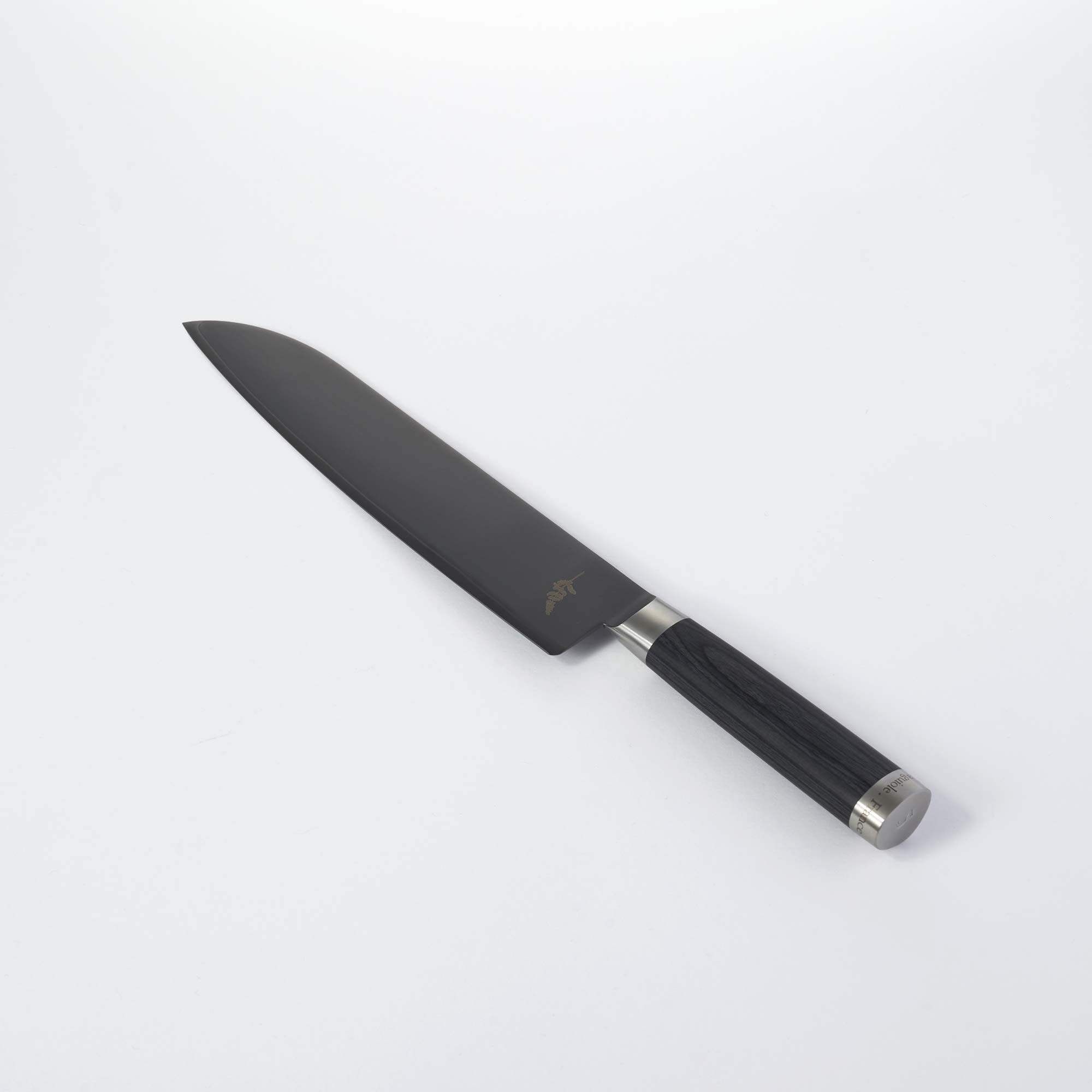 Michel BRAS No. 5 Santoku Knife - 9 Inch Professional Japanese Chef Knife with 3-Layer Stainless Steel Blade & Black Pakkawood Handle - Perfect for Slicing, Dicing, and Chopping Vegetables, Meat, and Fish - Ideal for Home Cooks and Professional Chefs