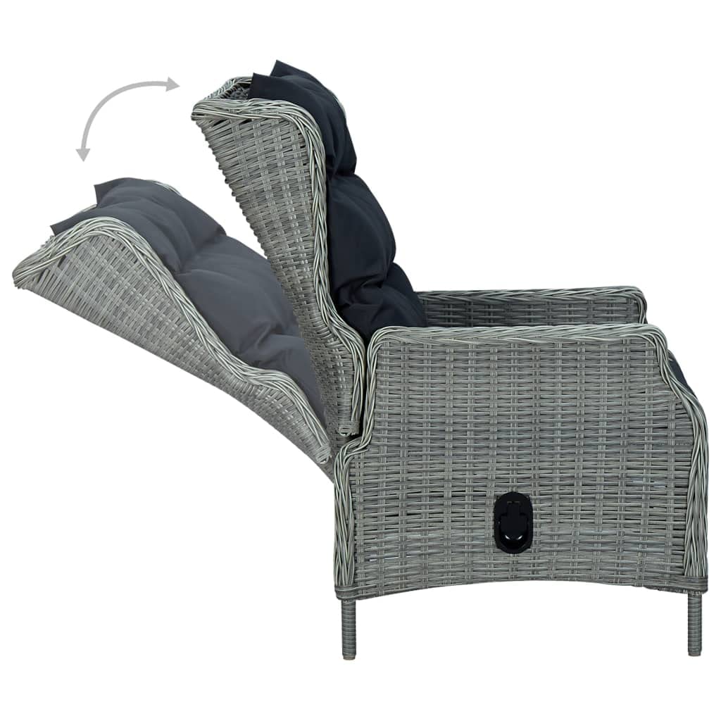Reclining Patio Chair with Cushions - Light Gray Poly Rattan Outdoor Lounge Chair for Dining Room, Modern Kitchen, Living Room & Garden - Perfect for Indoor/Outdoor Relaxation & Entertaining