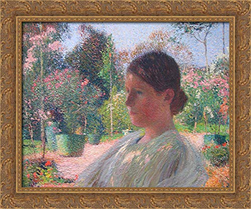 24x20 Gold Ornate Wood Framed Canvas Art by Henri Martin - Elegant Garden Landscape Painting for Living Room, Bedroom & Office Decor