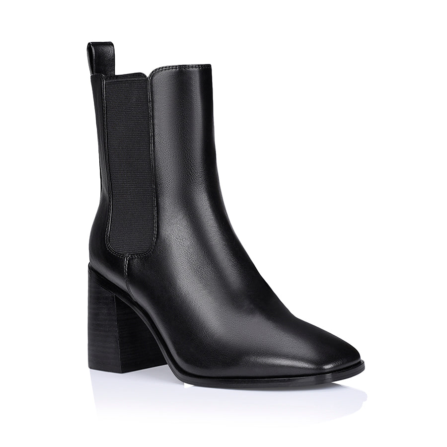 Link Chelsea Ankle Boots for Women - Black Smooth Leather - Perfect for Casual Outfits, Office Wear & Fall Fashion
