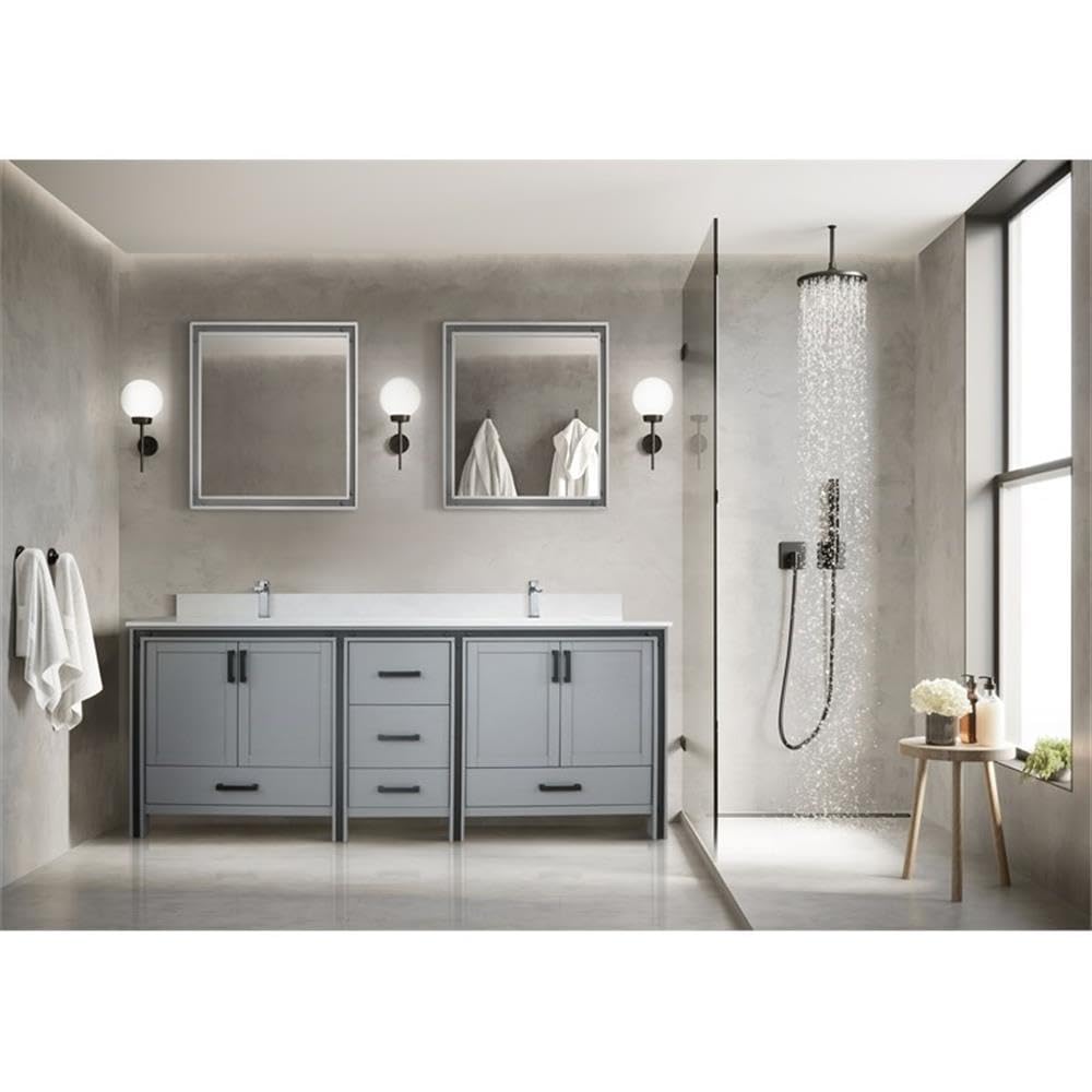 Ziva 80 Inch Wide x 22 Inch Deep Dark Grey Double Bathroom Vanity with Sink - Modern Bathroom Furniture for Master Bath & Guest Bath Remodel