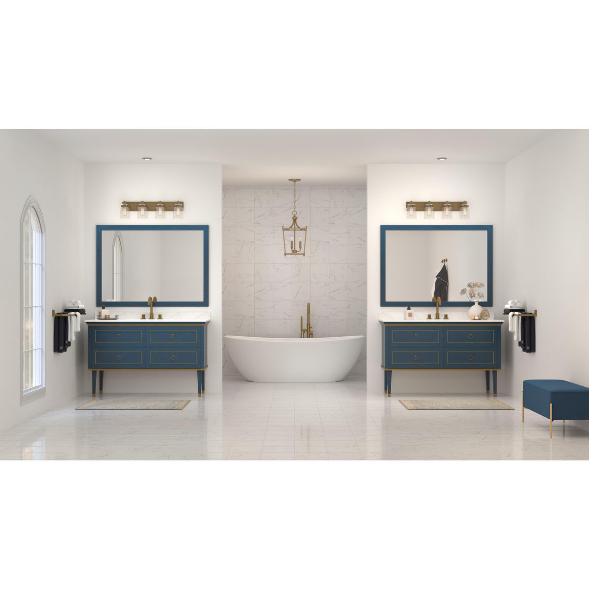 Calhoun Collection 4-Light Clear Glass Bathroom Vanity Light Fixture – Perfect for Modern Bathroom, Powder Room, and Dressing Area Lighting