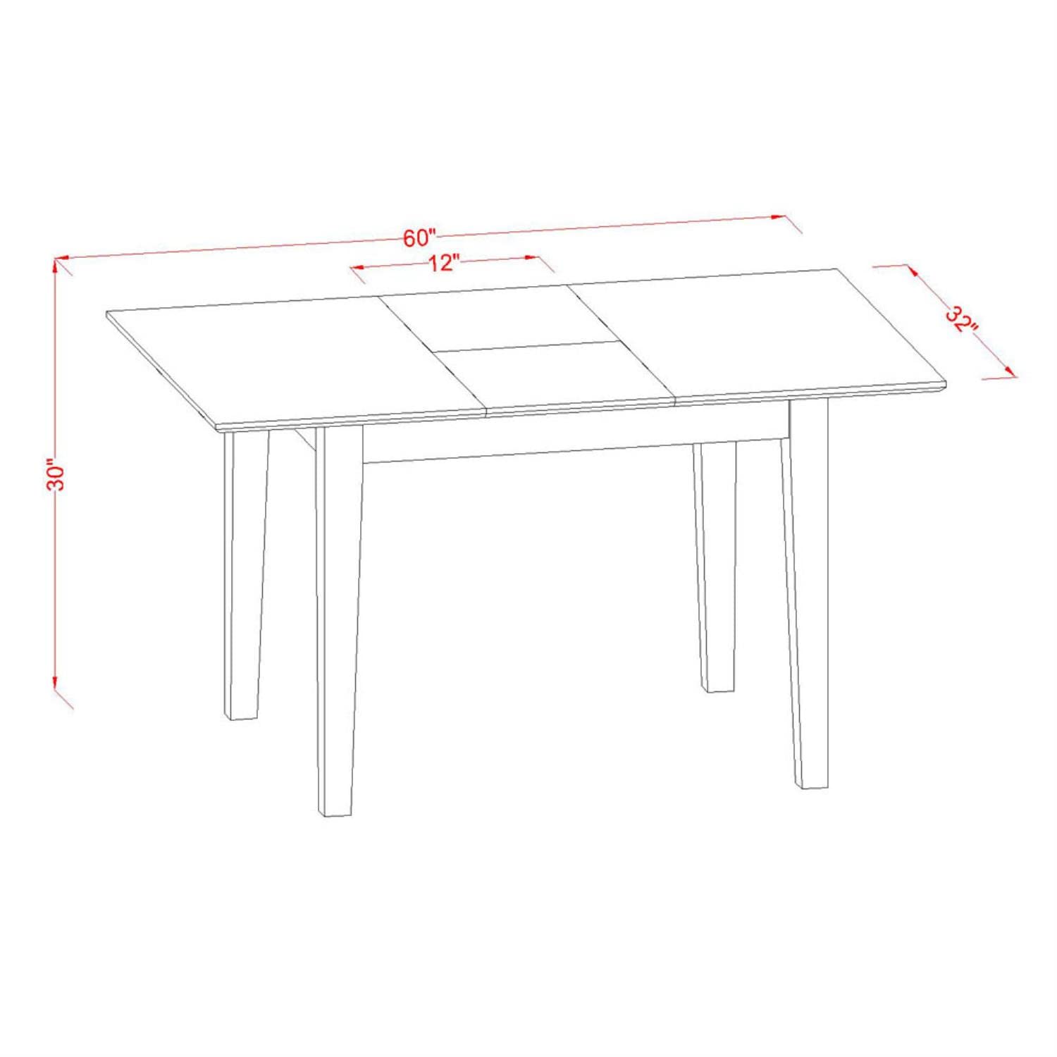 East West Furniture 3 Piece Kitchen Table & Chairs Set with Butterfly Leaf - 32x60 Inch Rectangle Dining Table & 2 Chairs, Mahogany - Perfect for Small Spaces, Breakfast Nooks & Cozy Dining Rooms