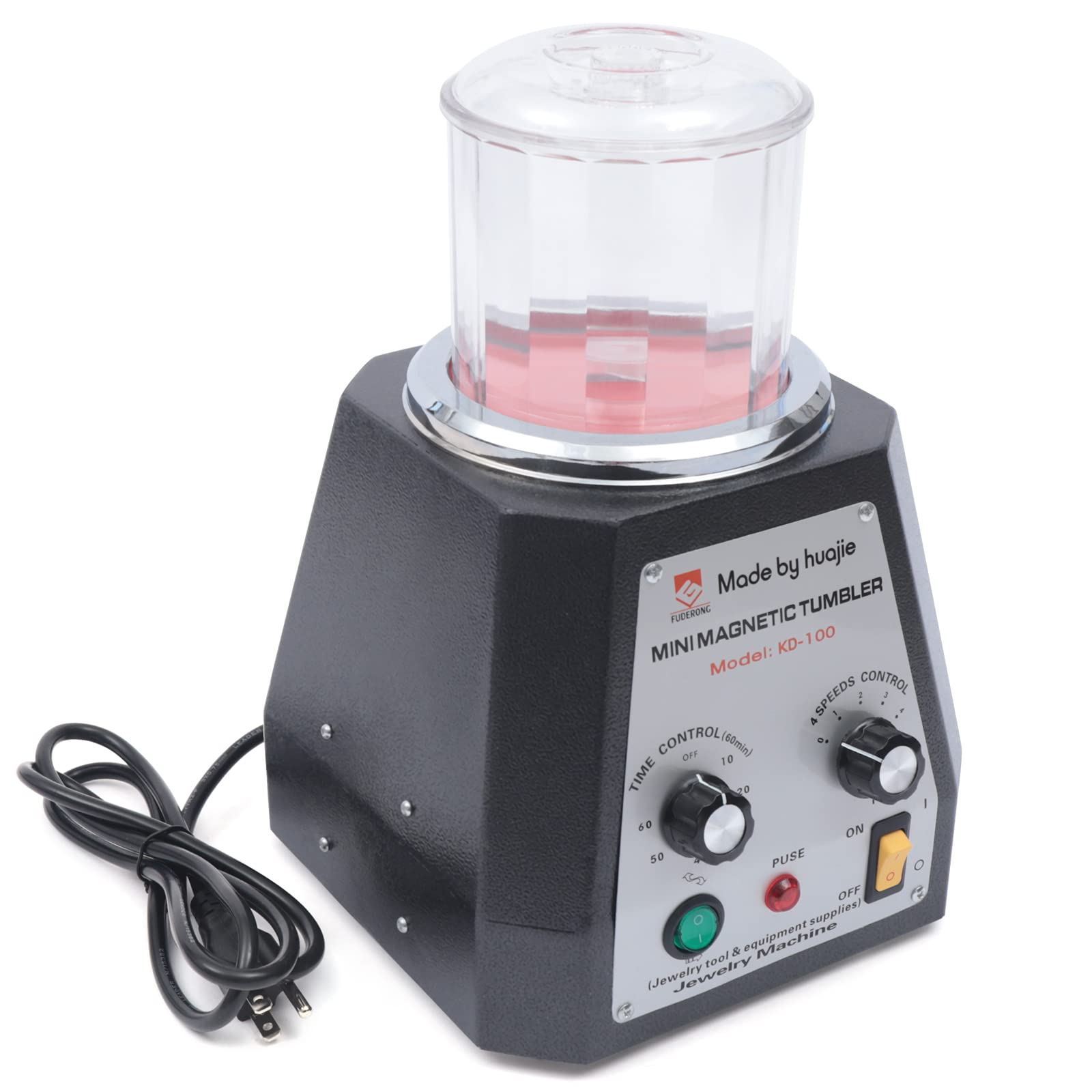 TFCFL 100mm Magnetic Tumbler Polisher - 4-Speed Jewelry Polishing Machine for Light Metals, Nonferrous Metals & Hard Plastic Parts - Perfect for Jewelry Making, Watch Repair, and Metal Crafting