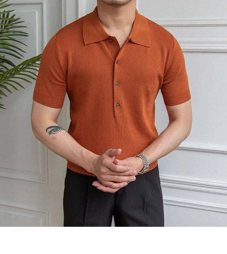 Premium British Polo Shirt for Men - Classic Casual Cotton Knit Top for Golf, Work & Everyday Wear