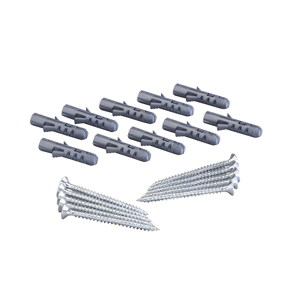 10-Pack Masonry & Timber Screws with Plugs - Heavy Duty Anchors for Wood, Brick & Concrete - Perfect for Shelves, TV Mounts & Outdoor Projects