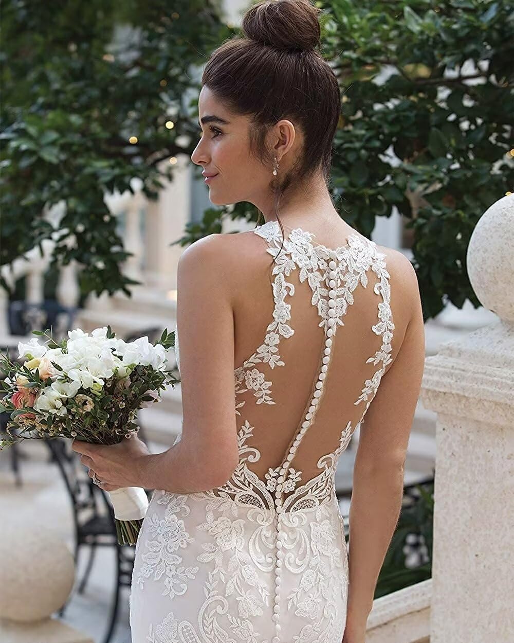 Elegant Halter Neck Mermaid Wedding Dress for Bride - Sleeveless Lace Applique Formal Gown for Prom, Evening, and Special Occasions