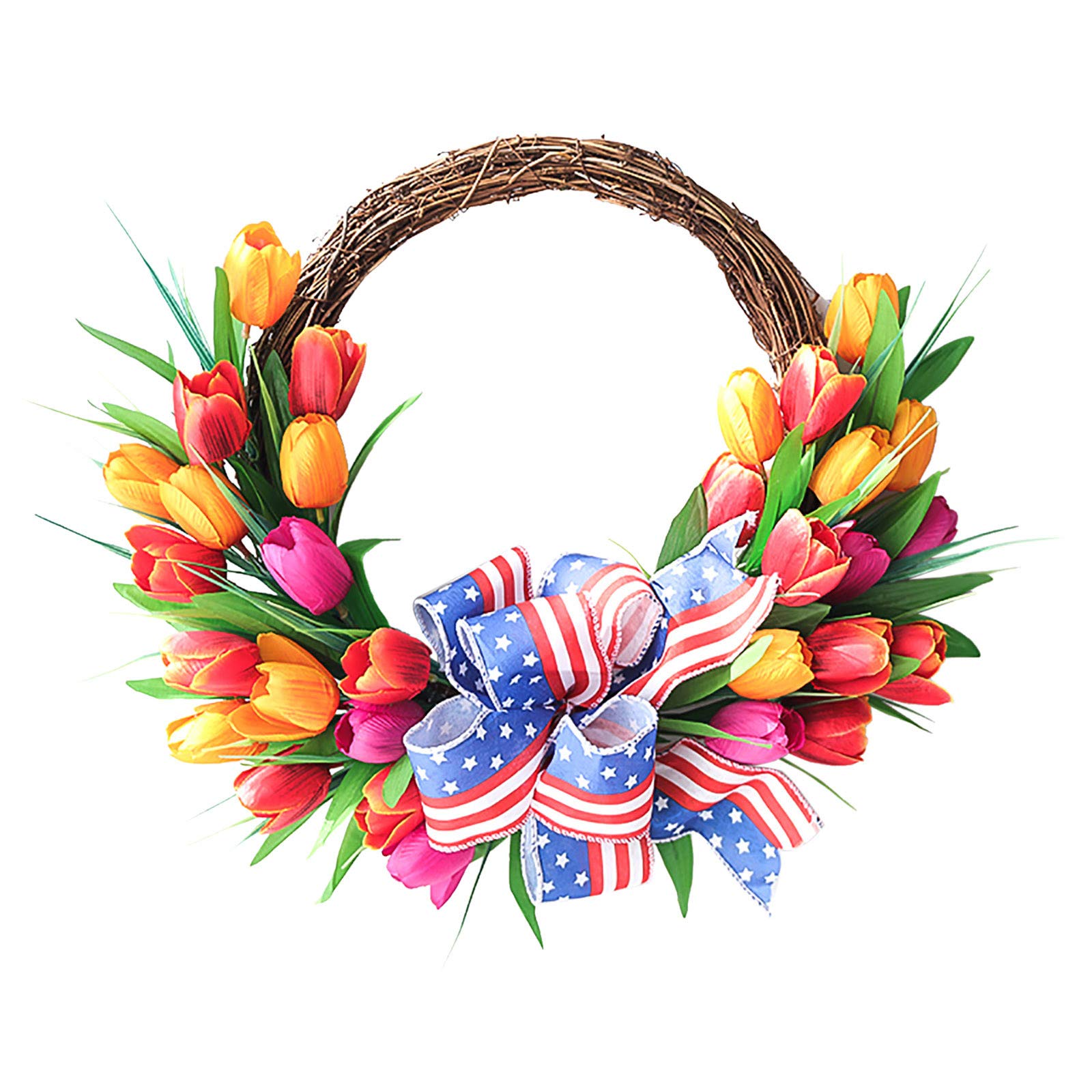 4th of July Patriotic Wreath - Independence Day Table Decor for Home & Party