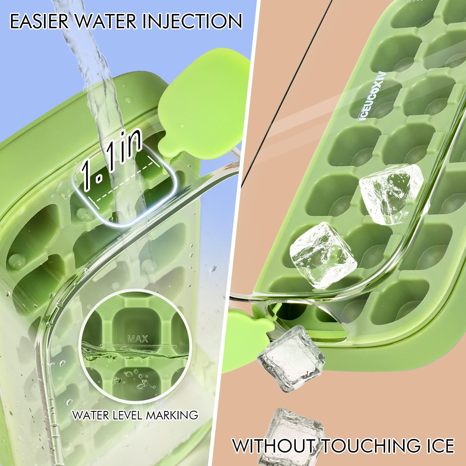 Silicone Ice Cube Tray Set - 21 Pieces Easy Release Ice Molds for Freezer - Perfect for Cocktails, Tea, Coffee, Whiskey & Beverages - BPA-Free Flexible Ice Cube Maker for Home & Party Use