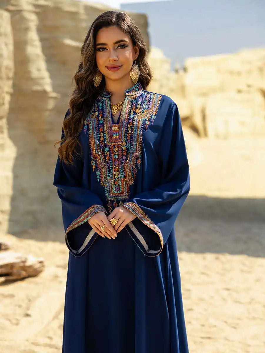 Elegant Eid Dress with Rope Embroidery - Flowy Caftan Kaftan for Women #25459 | Perfect for Eid Celebrations, Weddings & Special Occasions