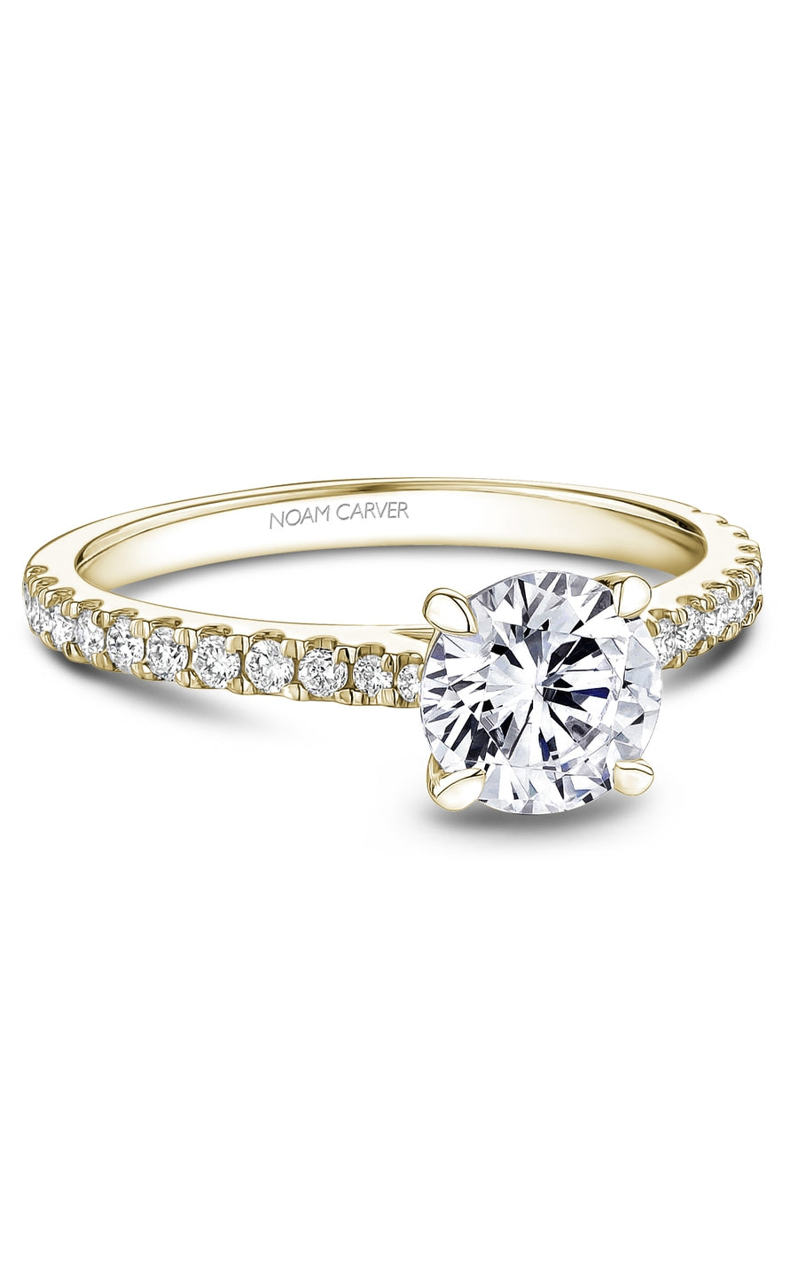 Noam Carver B525 01YA Bridal Engagement Ring - 14K White Gold Diamond Wedding Ring for Women, Perfect for Proposals & Anniversaries