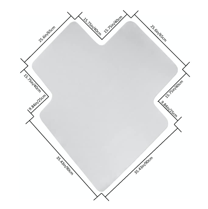 L-Shaped PVC Desk Mat, Studded & Transparent for Office Use