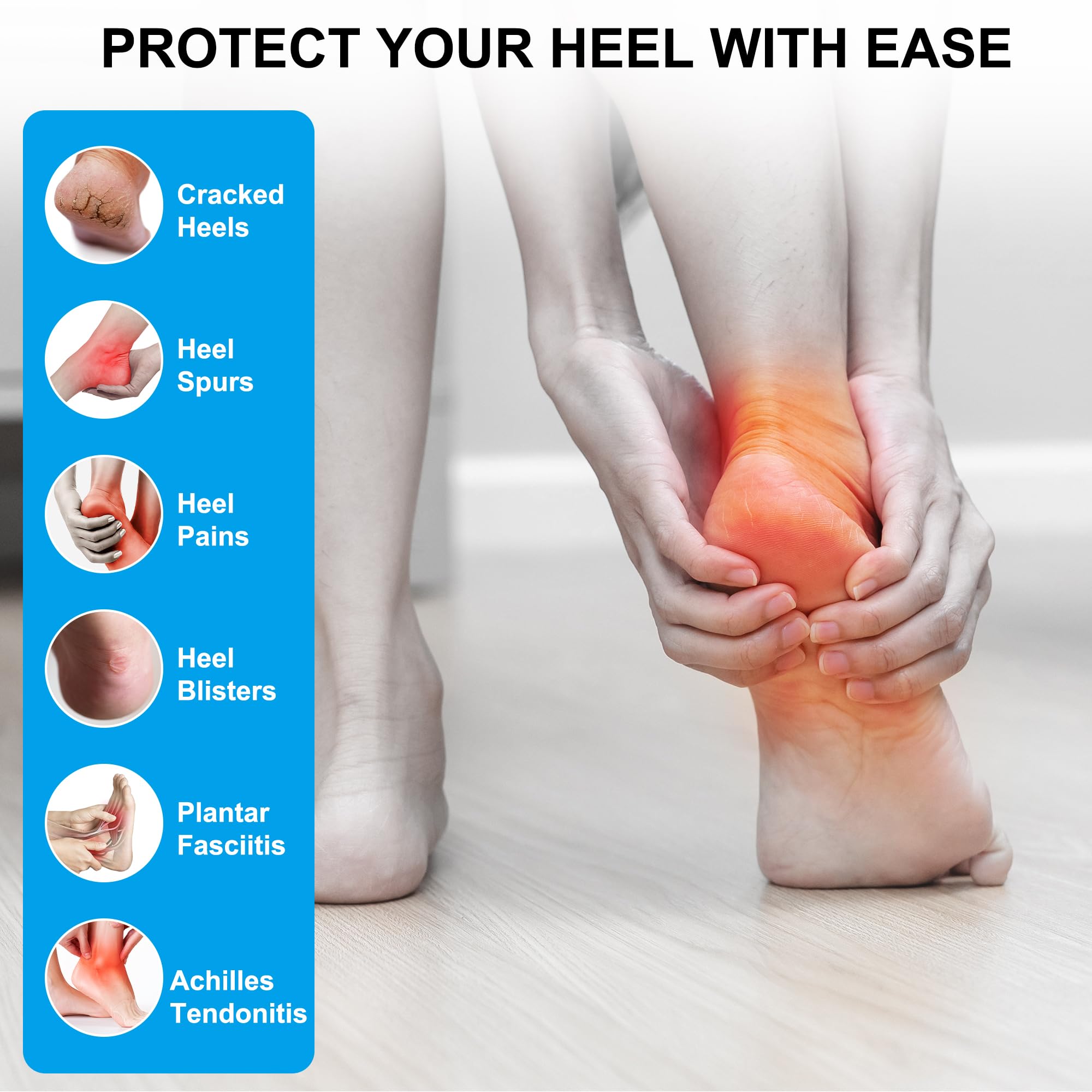 Wonderwin Gel Heel Cups – Breathable Heel Protectors for Cracked Heels, Heel Spurs & Plantar Fasciitis – Medical-Grade Heel Pain Relief for Men & Women (2 Pairs, Black & White) – Perfect for Running, Walking & Everyday Comfort