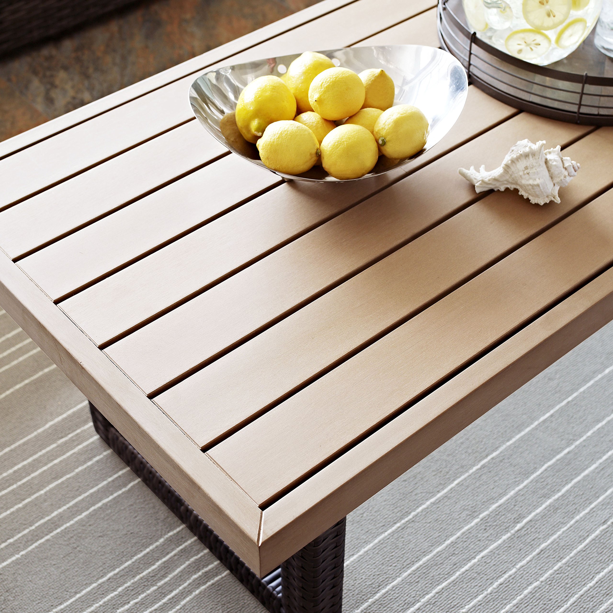 Crosley Furniture Beaufort All-Weather Rattan Wicker Outdoor Coffee Table - Weather-Resistant Brown Patio Table for Deck, Porch & Garden - Perfect for Outdoor Entertaining & Relaxation
