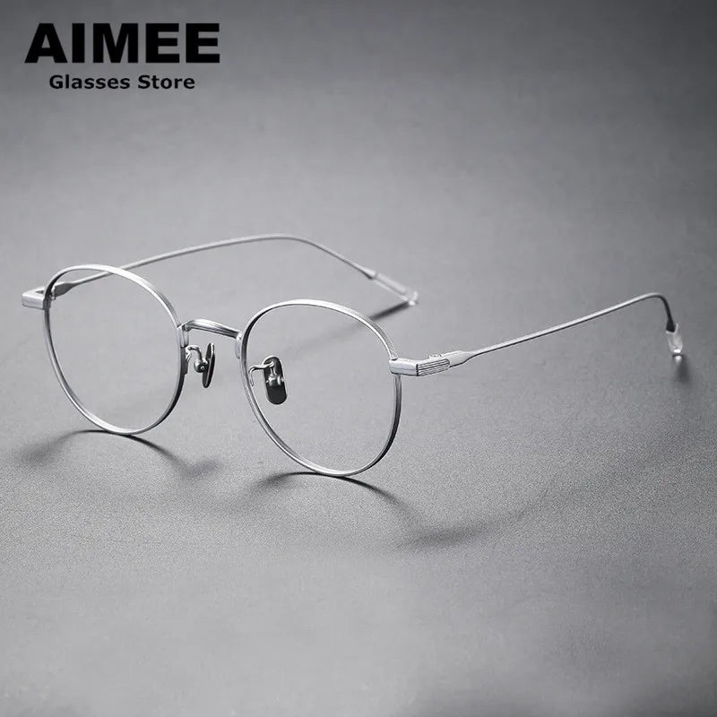 Aimee Unisex Full Rim Round Titanium Eyeglasses 80804 - Lightweight Durable Frame for Men & Women - Perfect for Reading, Work, and Everyday Wear