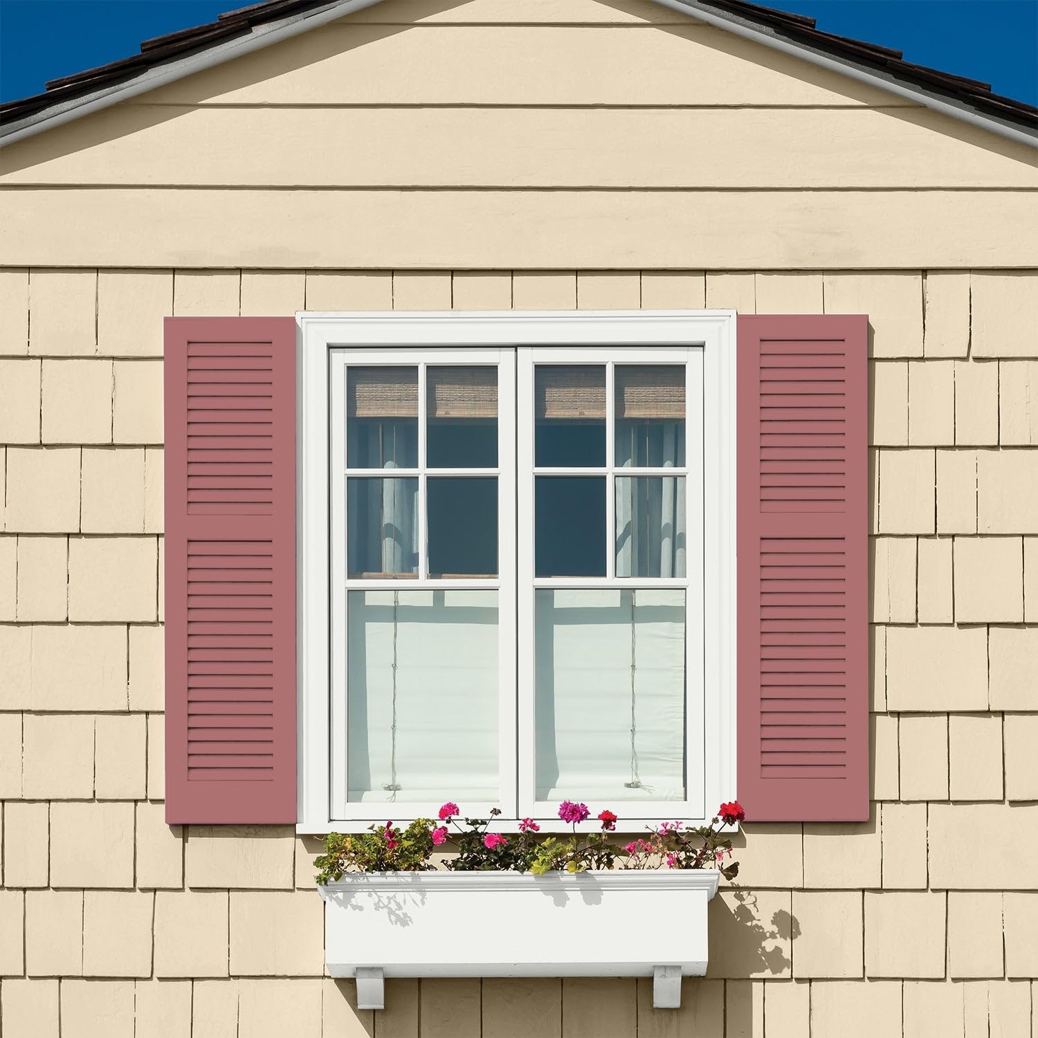 Glidden Exterior Paint and Primer in One - Red Horizon Glow Satin Finish, 5-Gallon Bucket, One-Coat Coverage for Long-Lasting Protection | Perfect for House Siding, Fences, and Outdoor Wood Surfaces