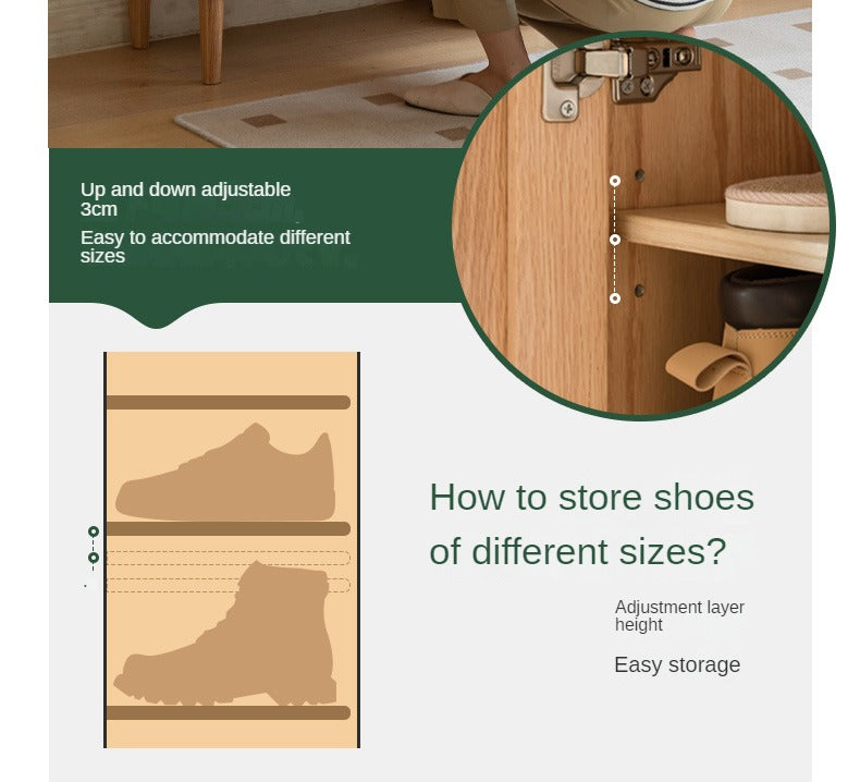 Solid Oak Wood Shoe Storage Cabinet with Bench - Entryway Shoe Organizer for Hallway, Living Room & Bedroom - Perfect for Changing Shoes & Organizing Footwear