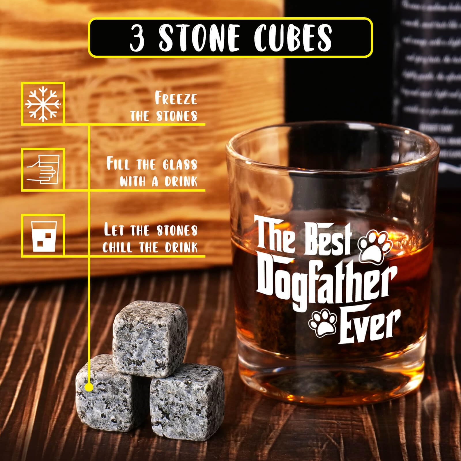 Funny Dog Dad Whiskey Glasses - Personalized Gifts for Dog Lovers, Cool Christmas Present for Men - Perfect for Father's Day, Birthday & Dog Owner Appreciation