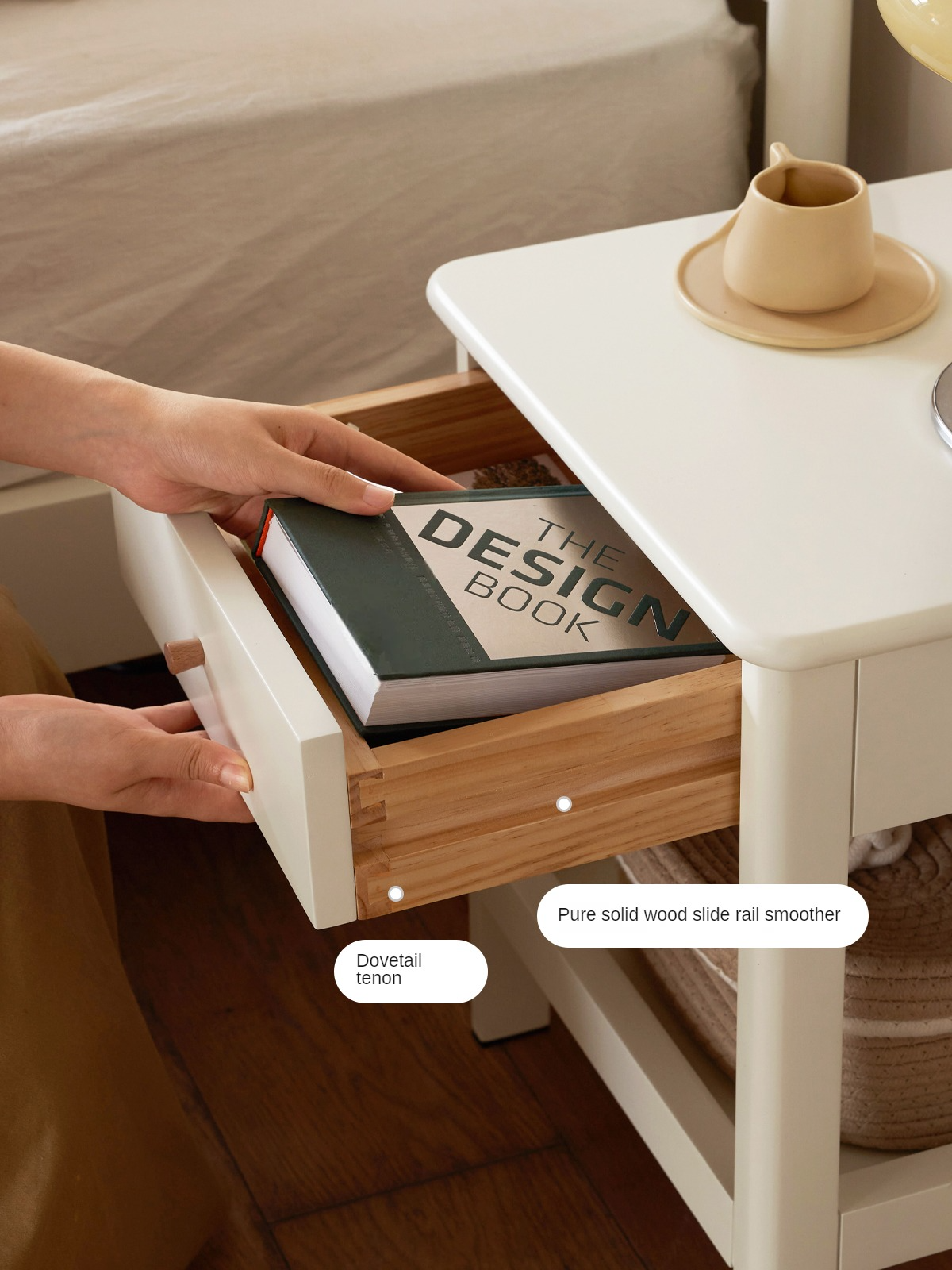 Solid Pine Wood Single Drawer Nightstand - Sturdy Bedside Table for Bedroom, Living Room, or Office - Perfect for Storage & Decor