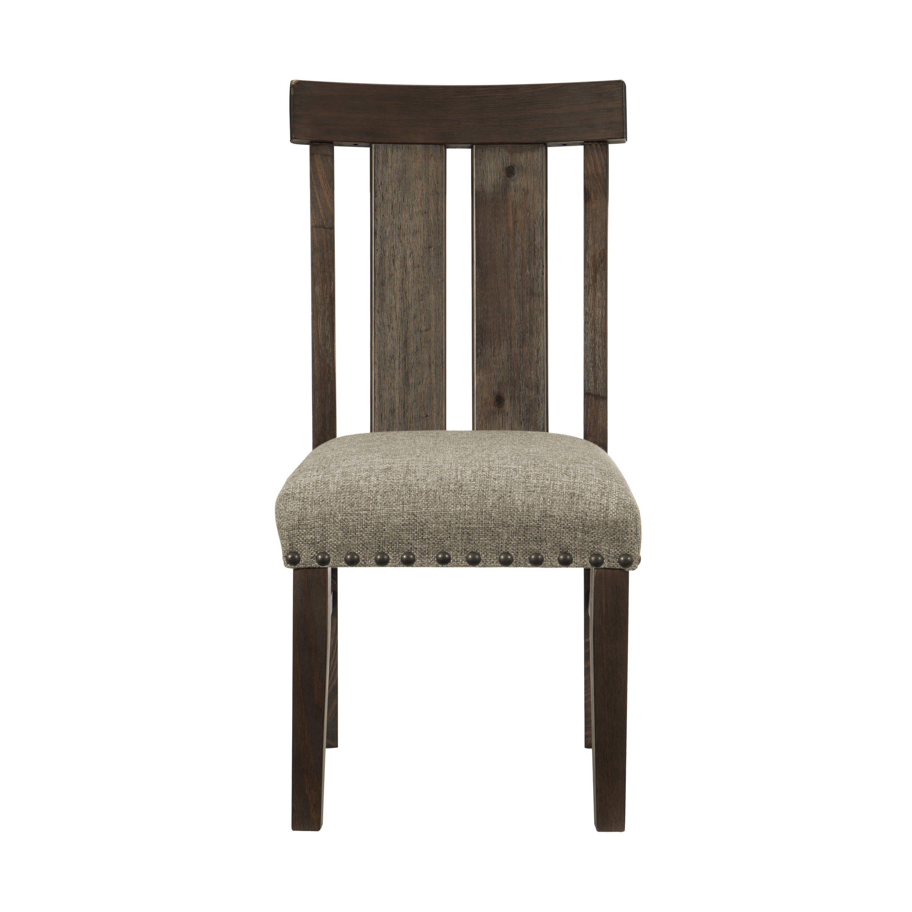 Set of 2 Classic Brown Upholstered Dining Chairs with Nailhead Trim - Solid Wood Kitchen & Dining Room Furniture for Home, Restaurant, and Office Use