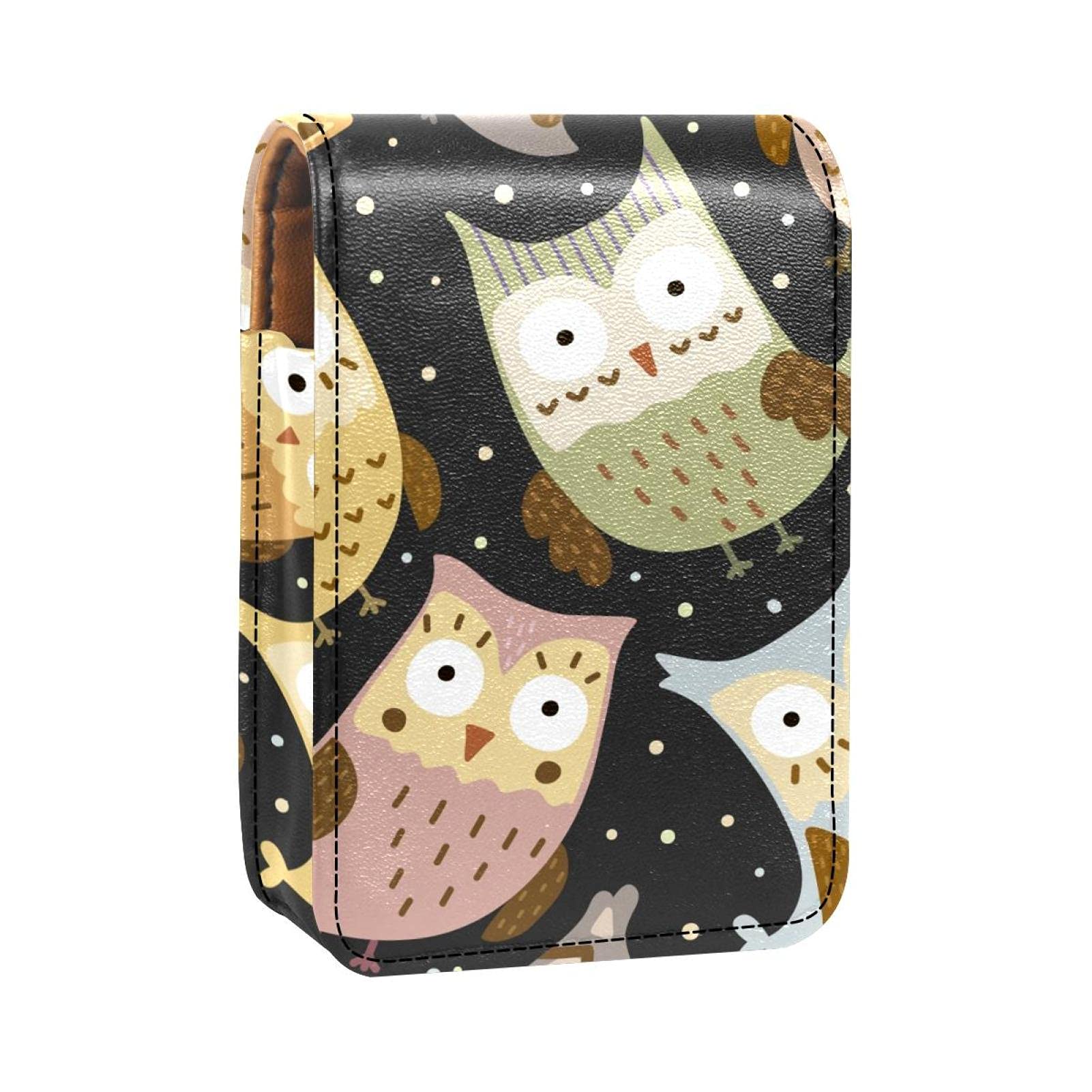 Trendy Owl-Shaped Lipstick Holder Case - Portable Makeup Organizer with Mirror for Purse, Fits 3 Lipsticks - Perfect for Travel & Daily Touch Ups