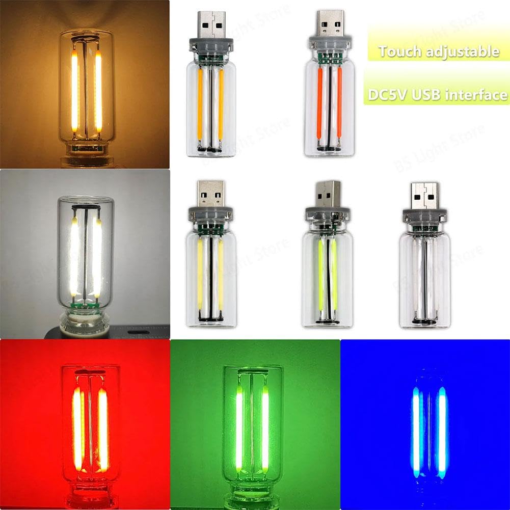 Retro USB LED Car Interior Atmosphere Lamp - Touch Control Dimmable Night Light with Plug-in Charging Port | Perfect for Car Decor, Mood Lighting & Night Driving