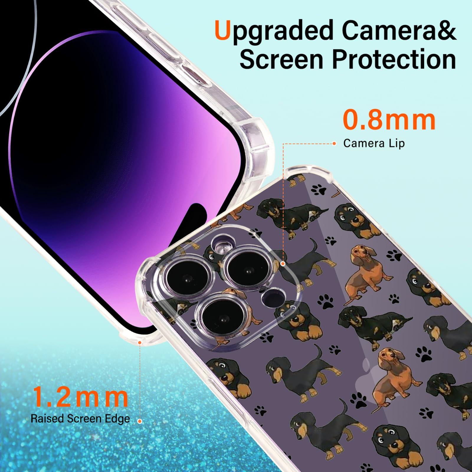**Dachshund Paws Design Clear Soft TPU Protective Case for iPhone 11 Pro Max (6.5