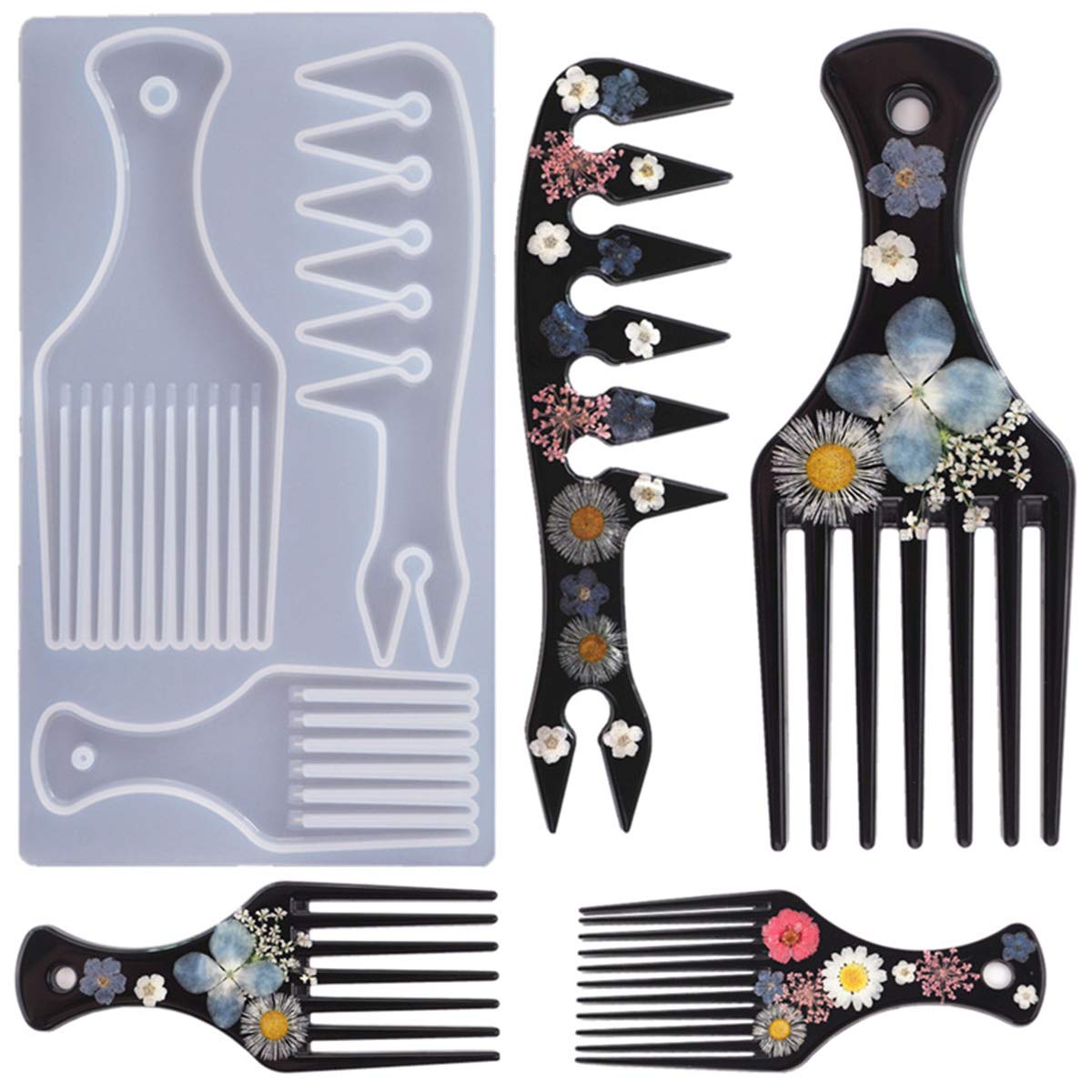 **Konrisa Wide Tooth Comb Resin Molds – Silicone Epoxy Resin Casting Molds for DIY Hair Styling Tools, Afro Hair Pick Combs – Perfect for Resin Jewelry, Crafting & Hairdressing Accessories**