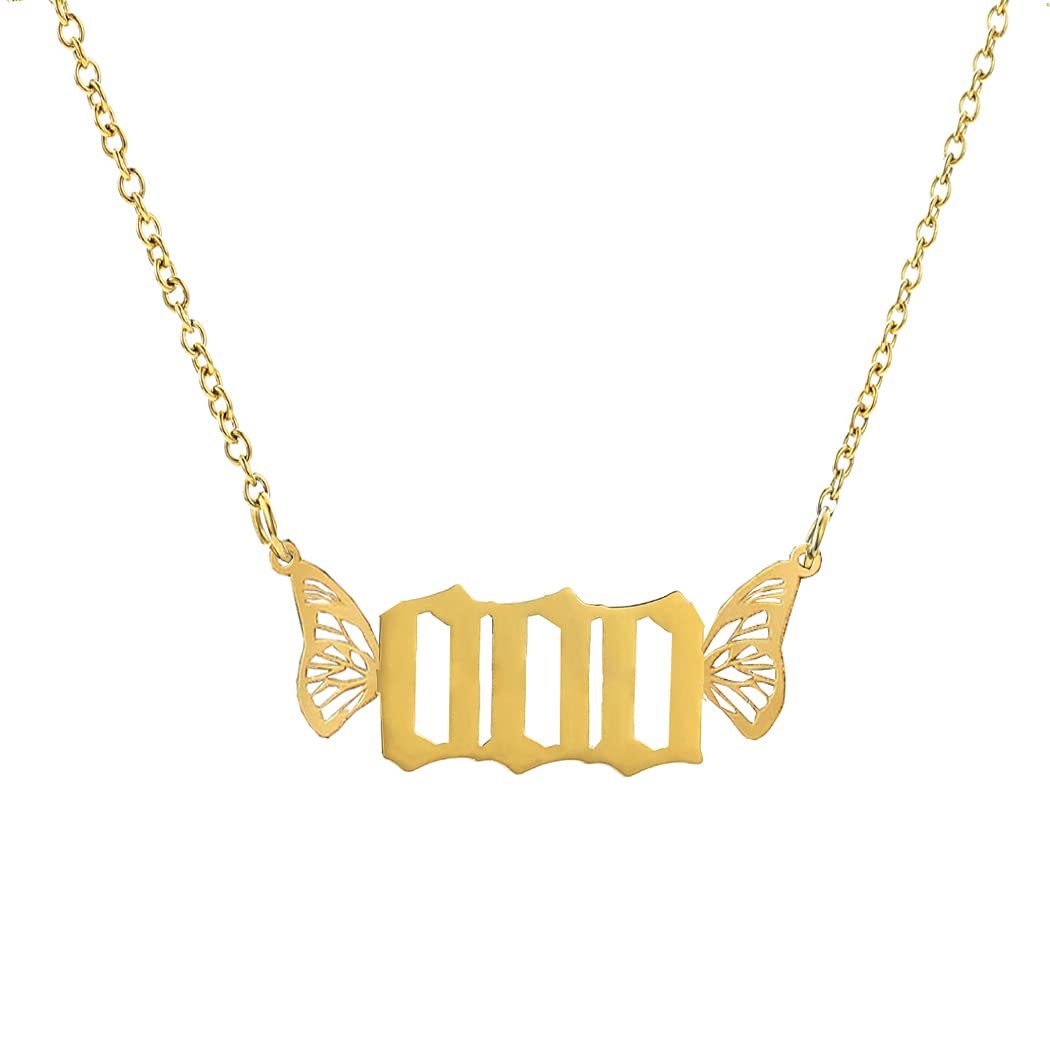 Butterfly Angel Number Necklace for Women - 444, 666, 777, 888 Dainty Gold Numerology Choker Jewelry - Perfect Birthday Gift for Teen Girls & Spiritual Jewelry Lovers | Ideal for Meditation, Yoga & Everyday Wear