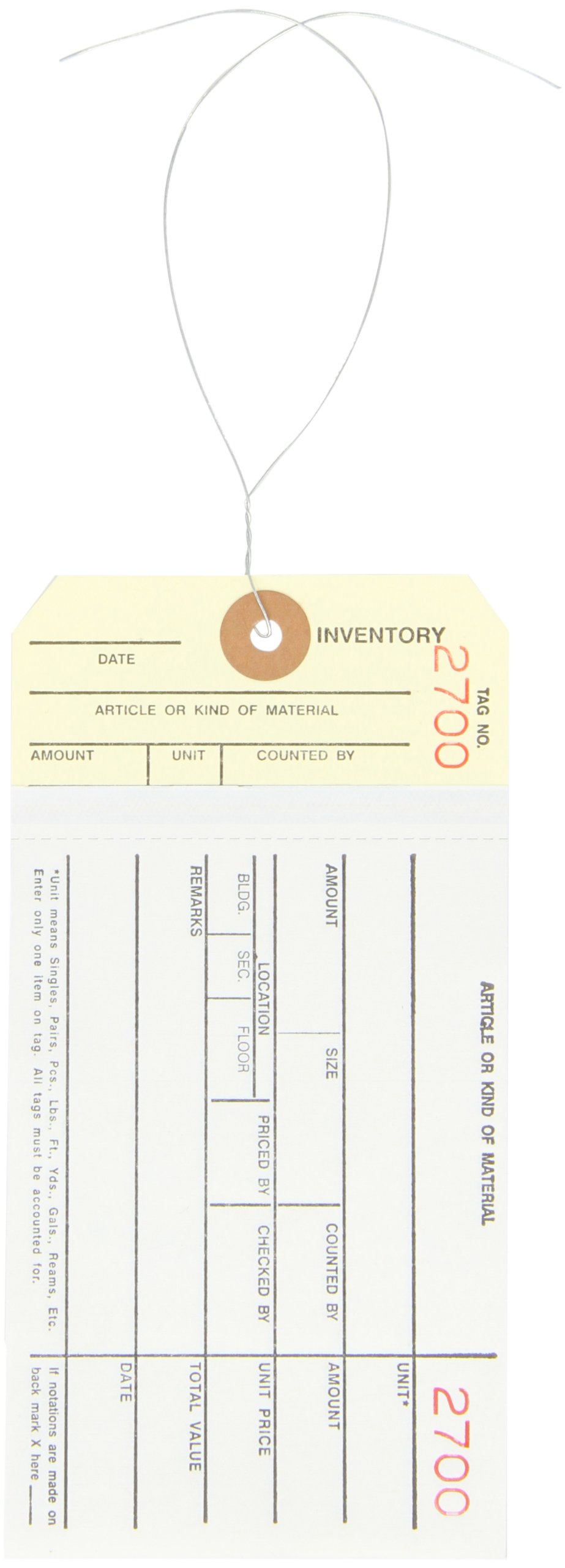 Aviditi Carbonless Inventory Tags with Printed Top Sheet - 6 1/4