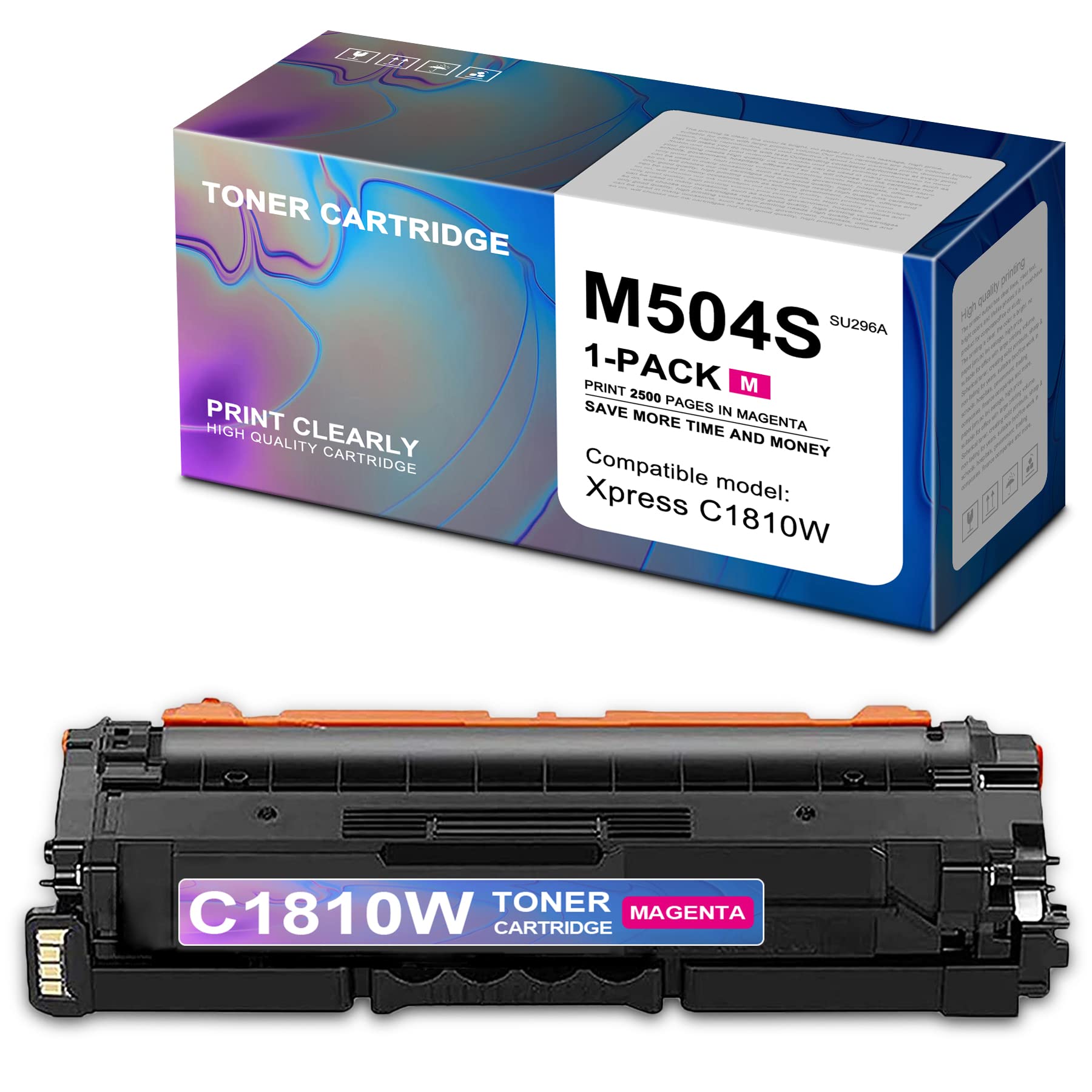 Compatible Magenta CLT-M504S SU296A Toner Cartridge Replacement for Samsung Xpress C1810W Printer - 1-Pack - High Yield Printing for Home & Office Use