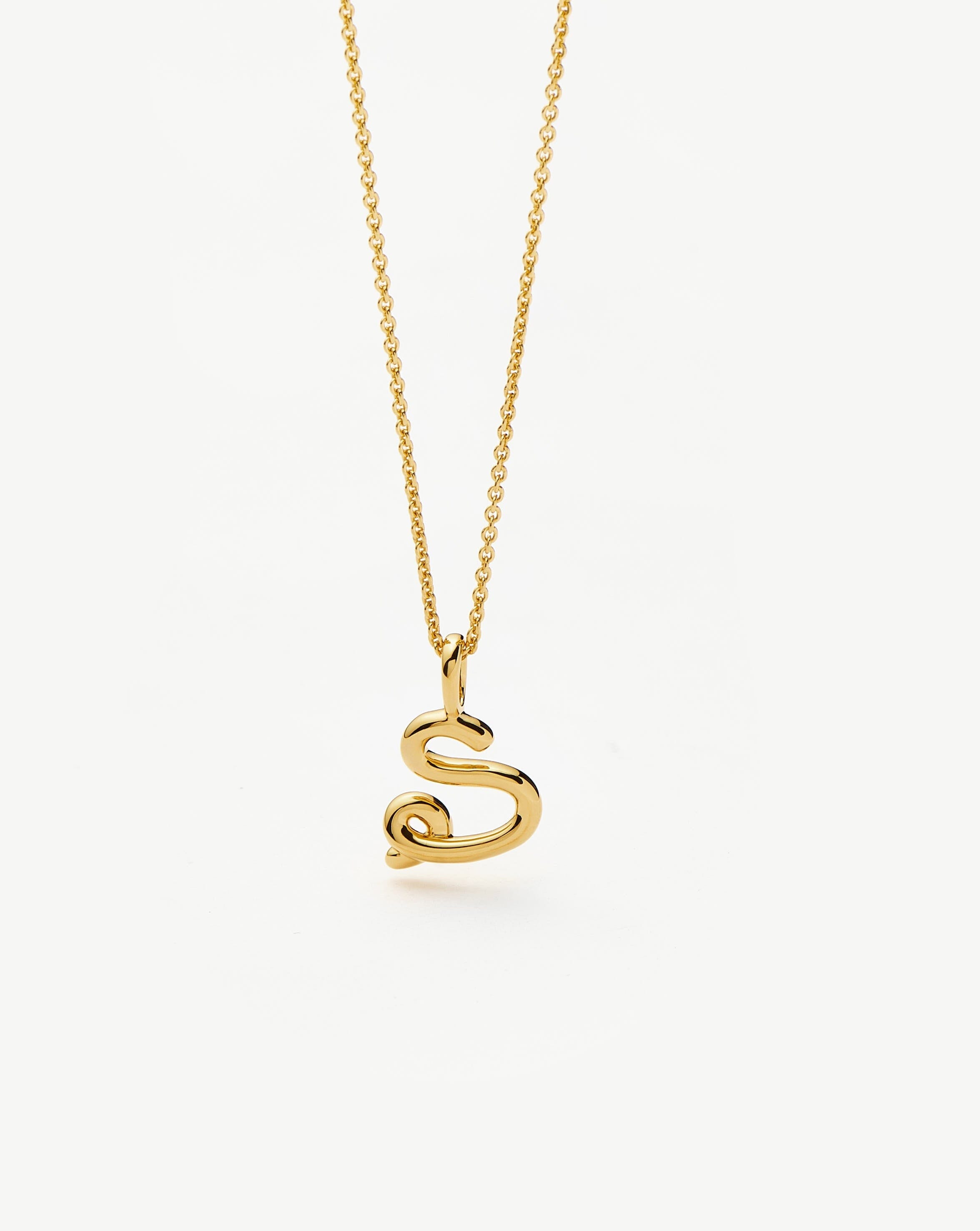 Curly Molten Mini Initial Necklace - 18k Gold Vermeil Personalized Jewelry for Women | Elegant Gift for Her, Birthday, Anniversary, Valentine's Day