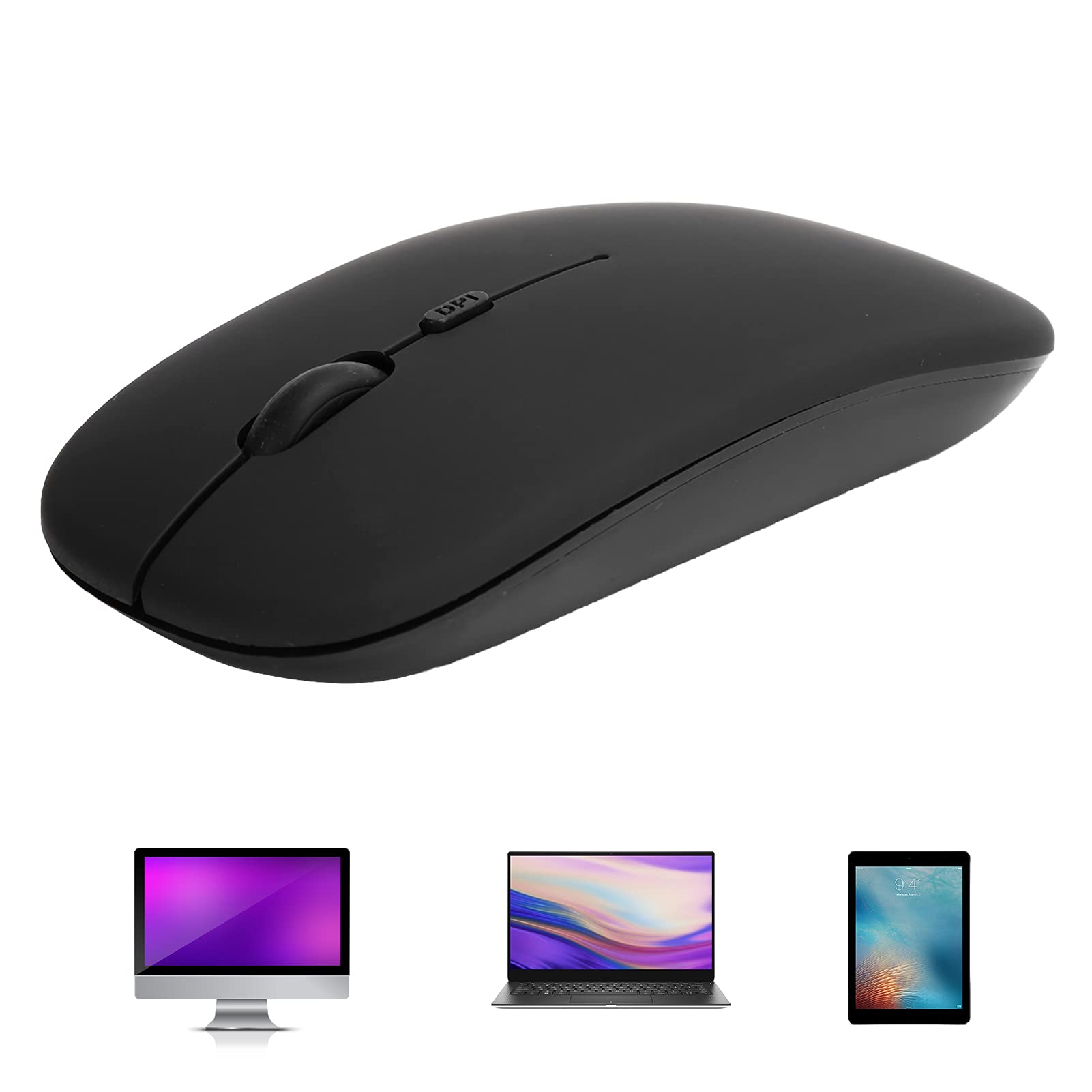 Ciciglow Wireless Bluetooth 5.0 Silent Mouse - 1600 DPI Optical Tracking, Portable Ergonomic Computer Mouse for Mac OS, Windows, Laptops & Tablets - Perfect for Office Work, Travel & Home Use
