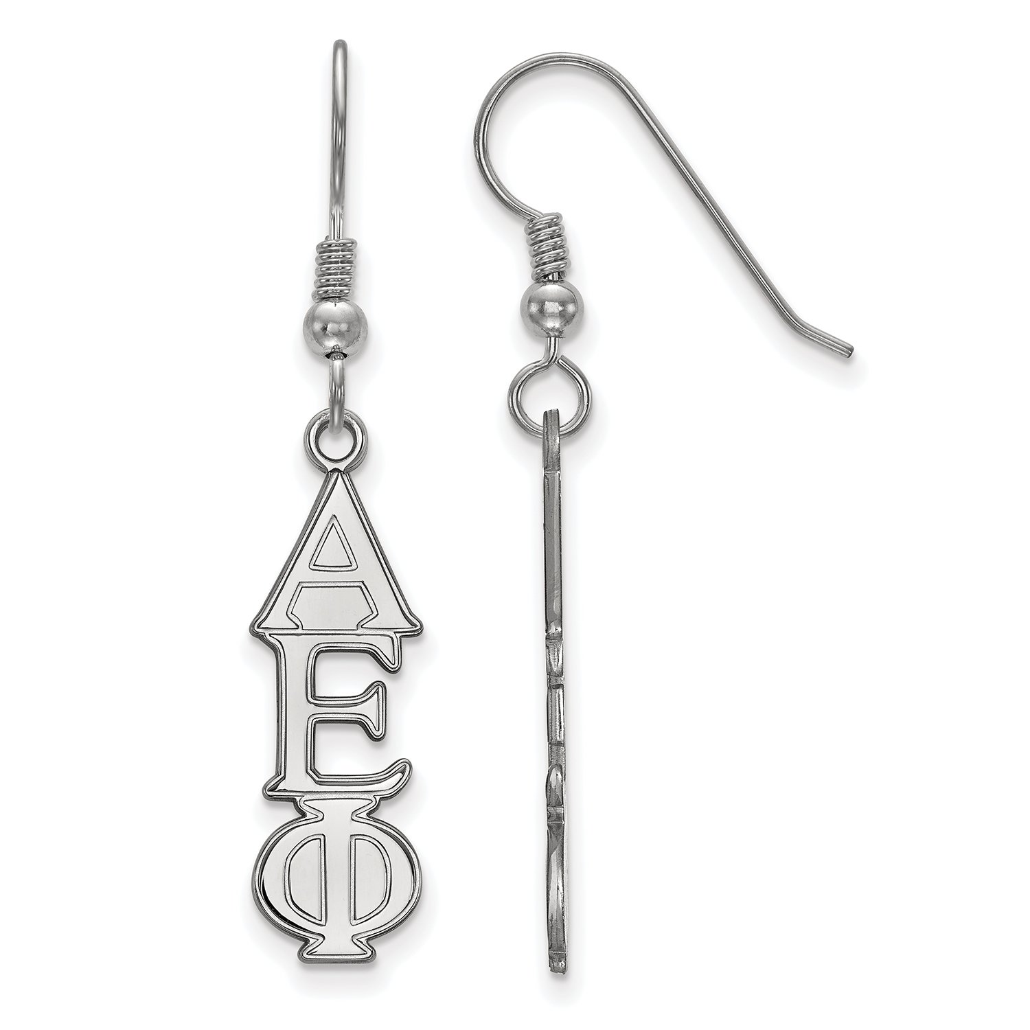 Sterling Silver Alpha Epsilon Phi Dangle Medium Earrings for Women - Greek Sorority Jewelry Gift for Sisters, Formal Events & Everyday Wear