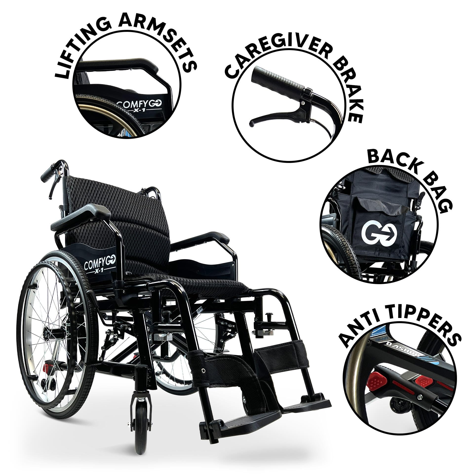 Ultra Lightweight Folding Manual Wheelchair for Adults - 17.5