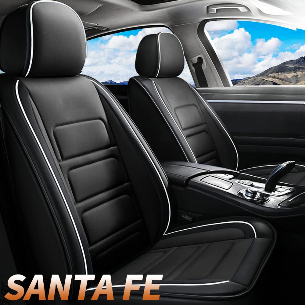 Custom Fit Hyundai Santa Fe Seat Covers 2007-2022 - Waterproof Faux Leather Full Set Car Seat Protectors with Airbag Compatibility | Perfect for Road Trips, Daily Commutes & Pet Owners