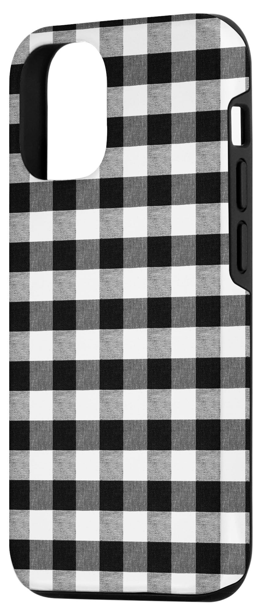 iPhone 12/12 Pro Case - Black, Grey & White Gingham Plaid Checkered Design | Slim Protective Cover for Everyday Use, Work & Travel